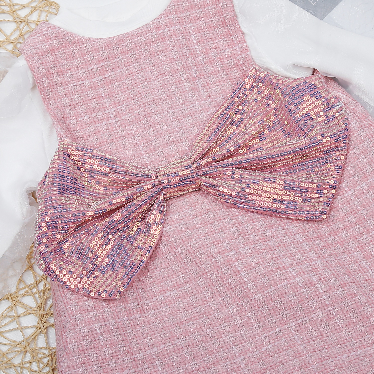 Sét váy dạ nơ ngực KidsPlaza M22D (Trắng hồng)  hình 2