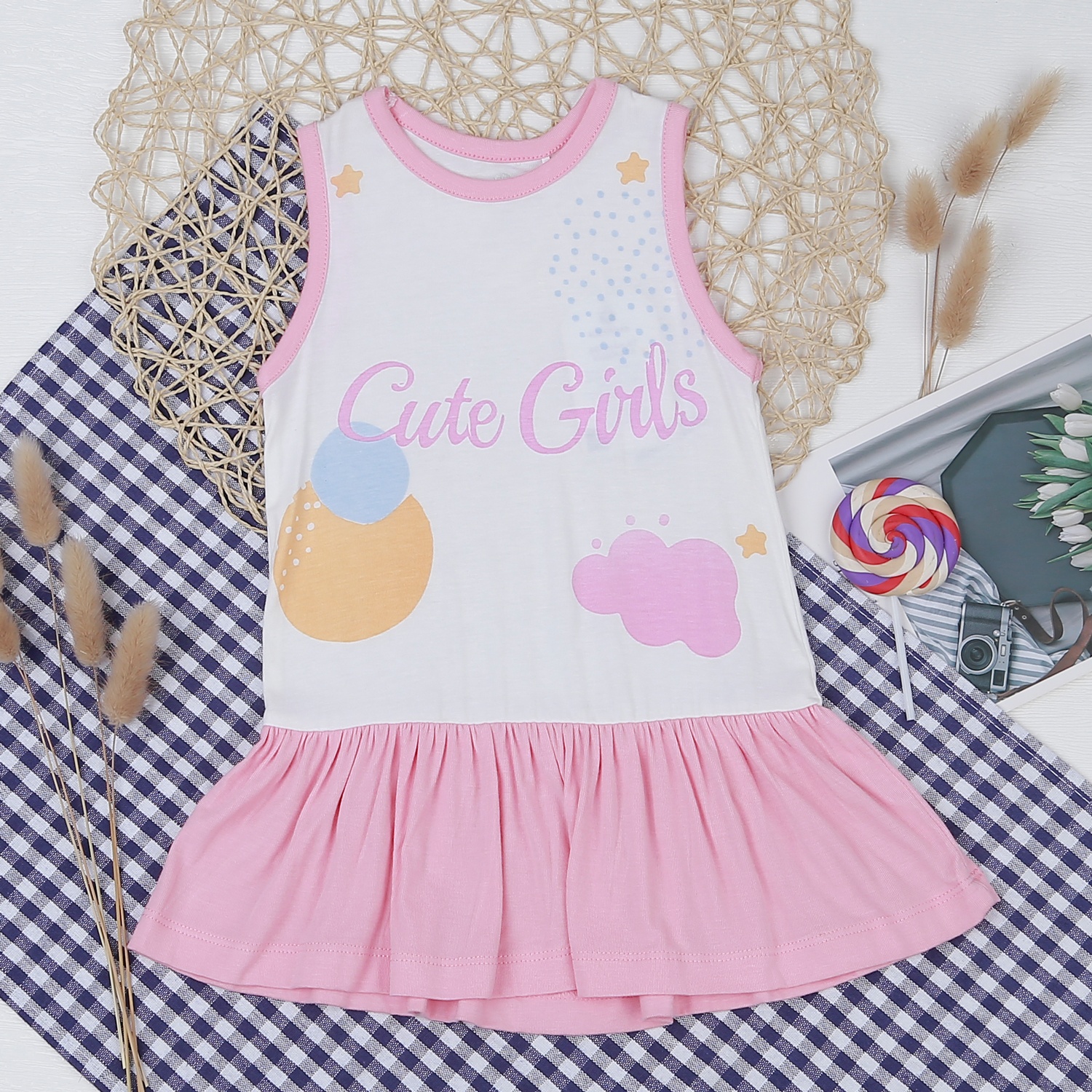 Váy ba lỗ bé gái Otis Trắng KidsPlaza ND21H hình 1