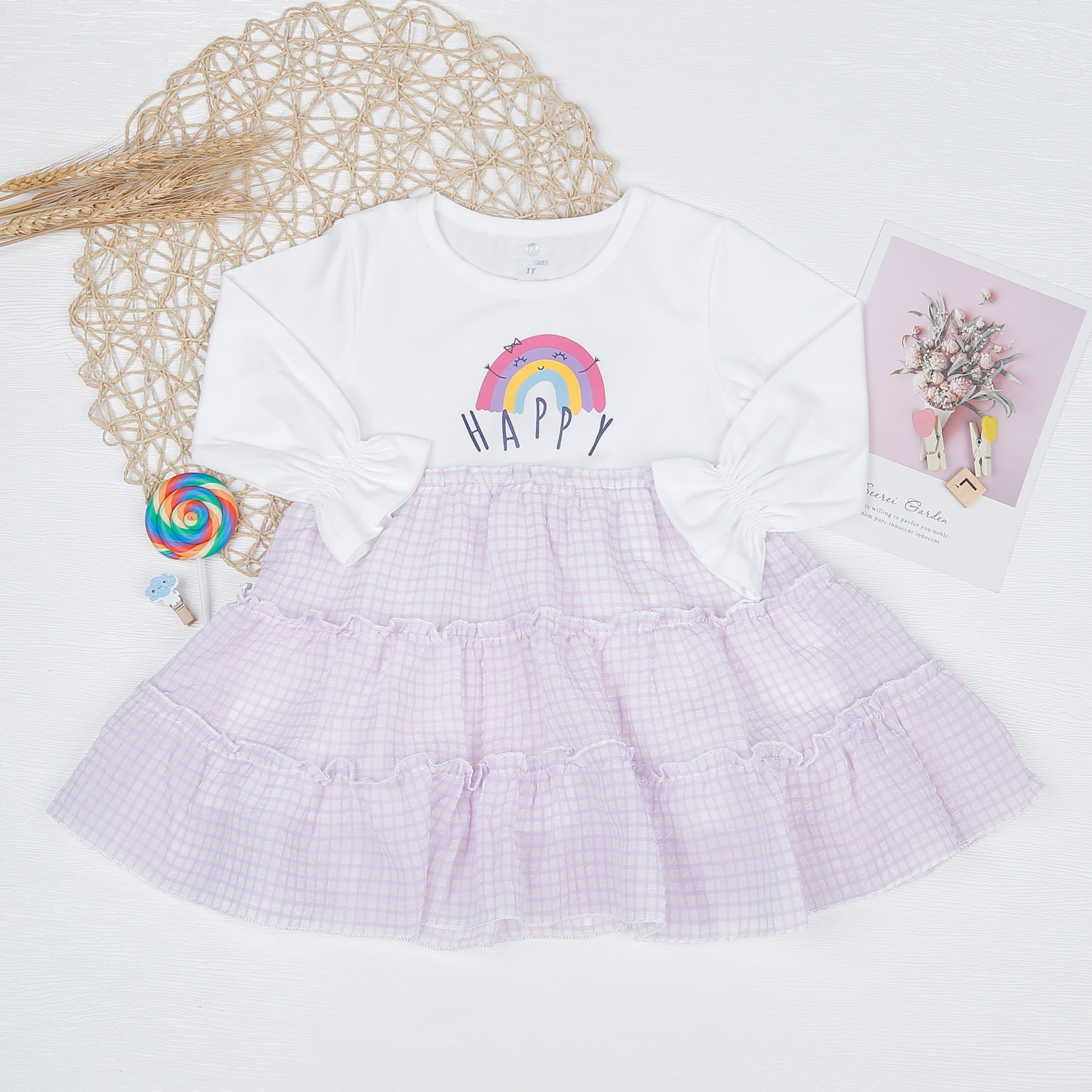 Váy bé gái dài tay Kidslaza in Happy AT22T hình 1