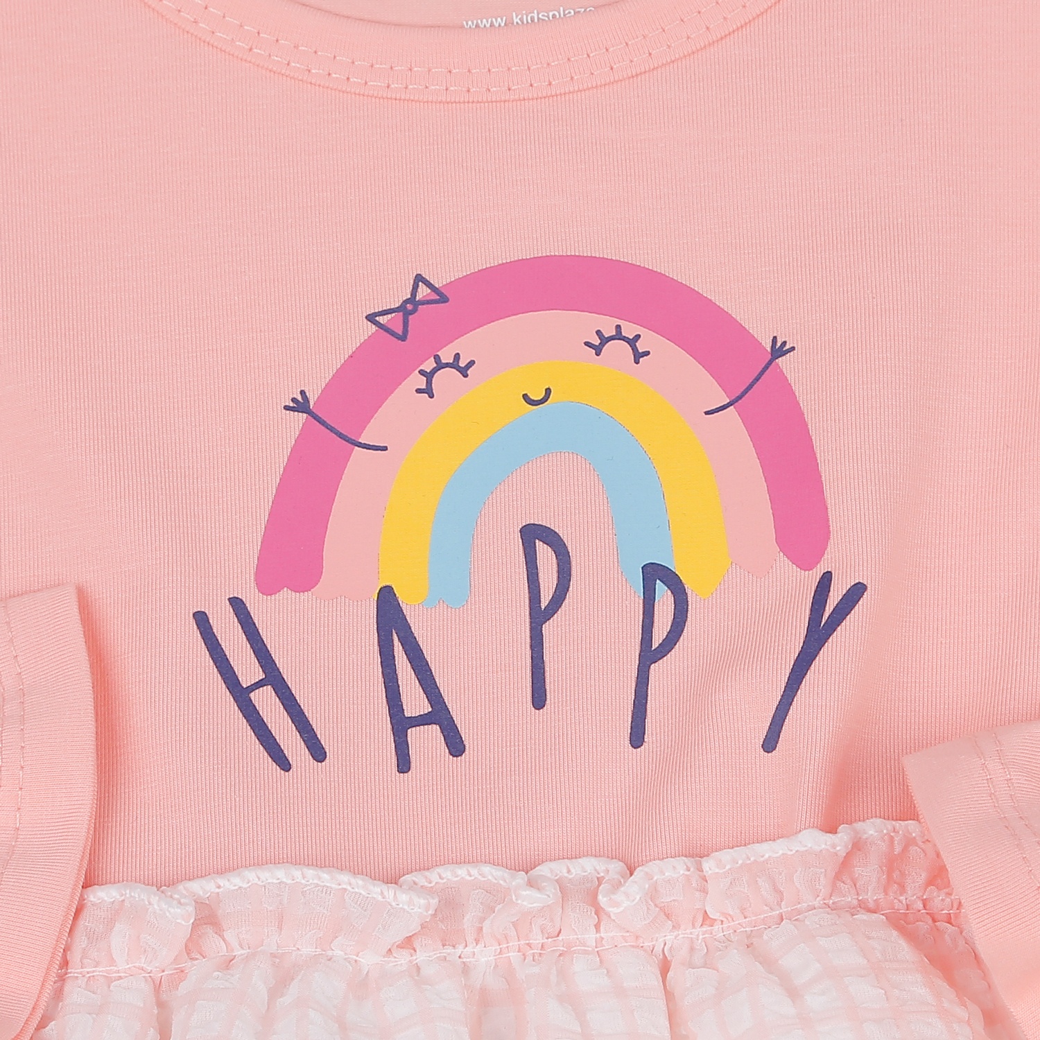Váy bé gái dài tay Kidslaza in Happy hồng AT22T hình 4