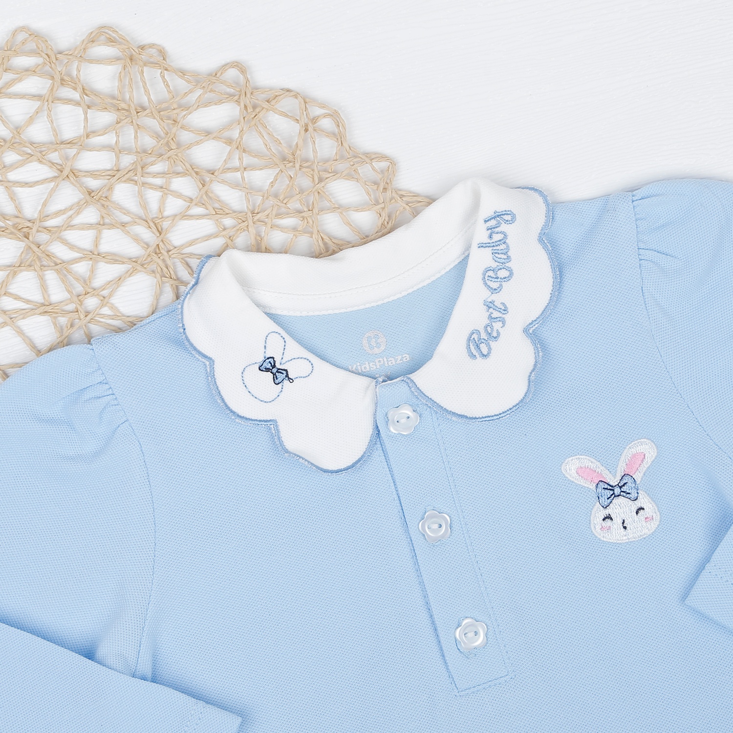 Váy bé gái dài tay KidsPlaza cổ sen HN22T (Xanh) hình 2