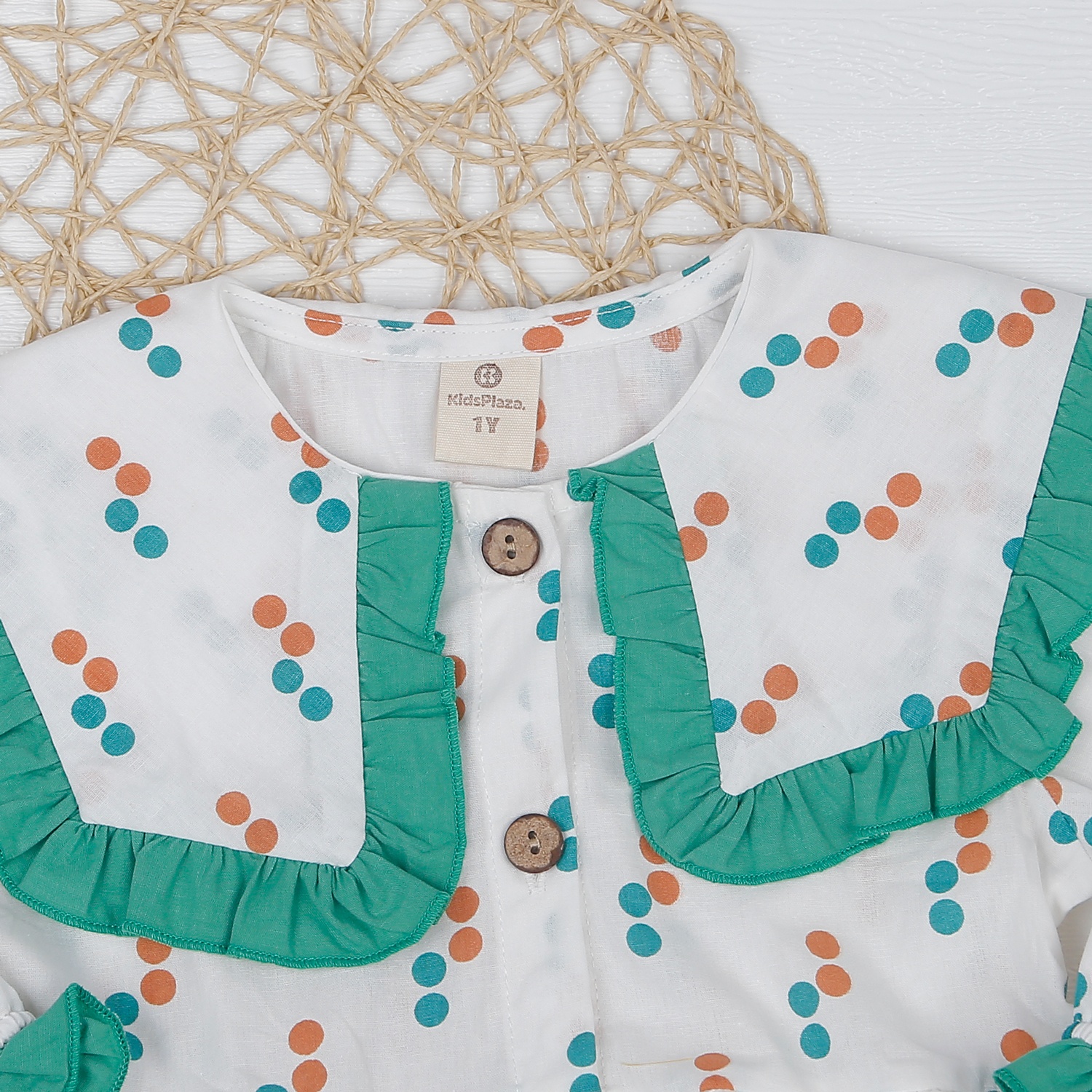 Váy bé gái KidsPlaza cổ bèo in chấm bi M22T hình 2