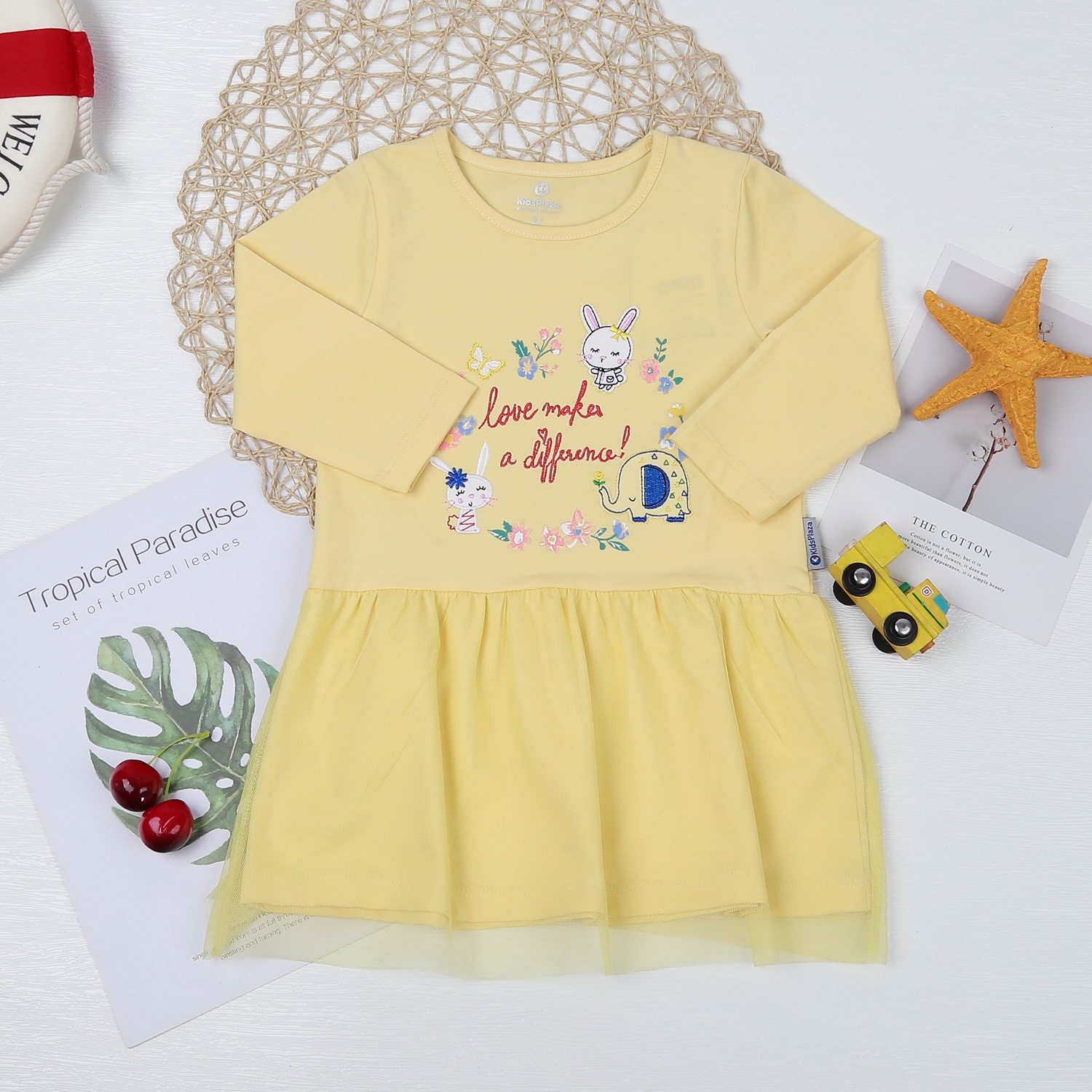 Váy dài bé gái KidsPlaza thêu thỏ vàng TT21T hình 1