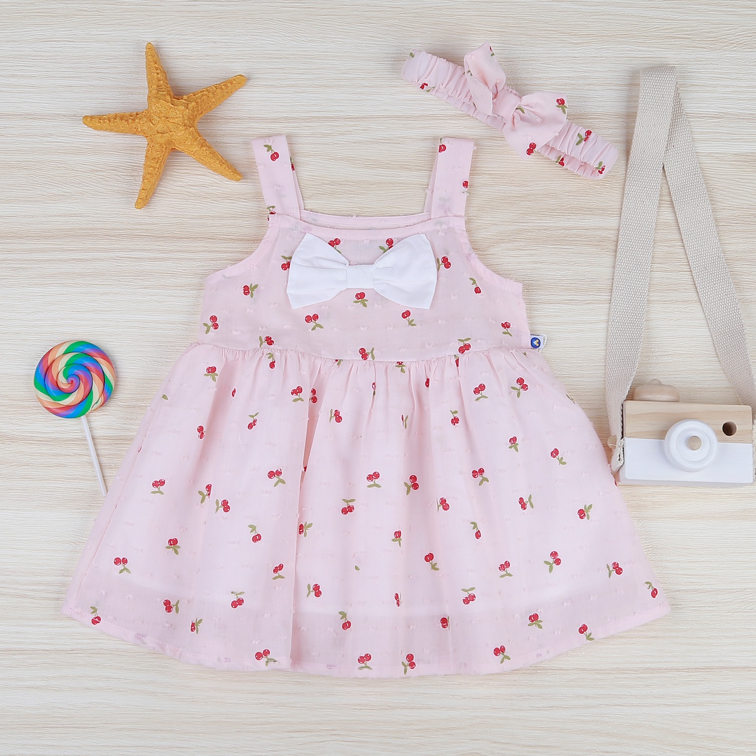 Váy nơ bé gái KidsPlaza cherry HN22H (Hồng) hình 1