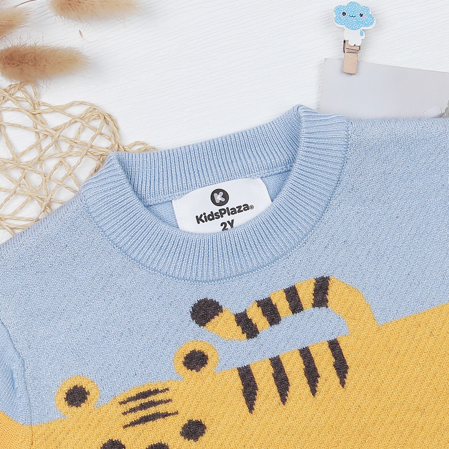 Áo len hổ cá sấu phối KidsPlaza HN22D (xanh vàng) hình 3