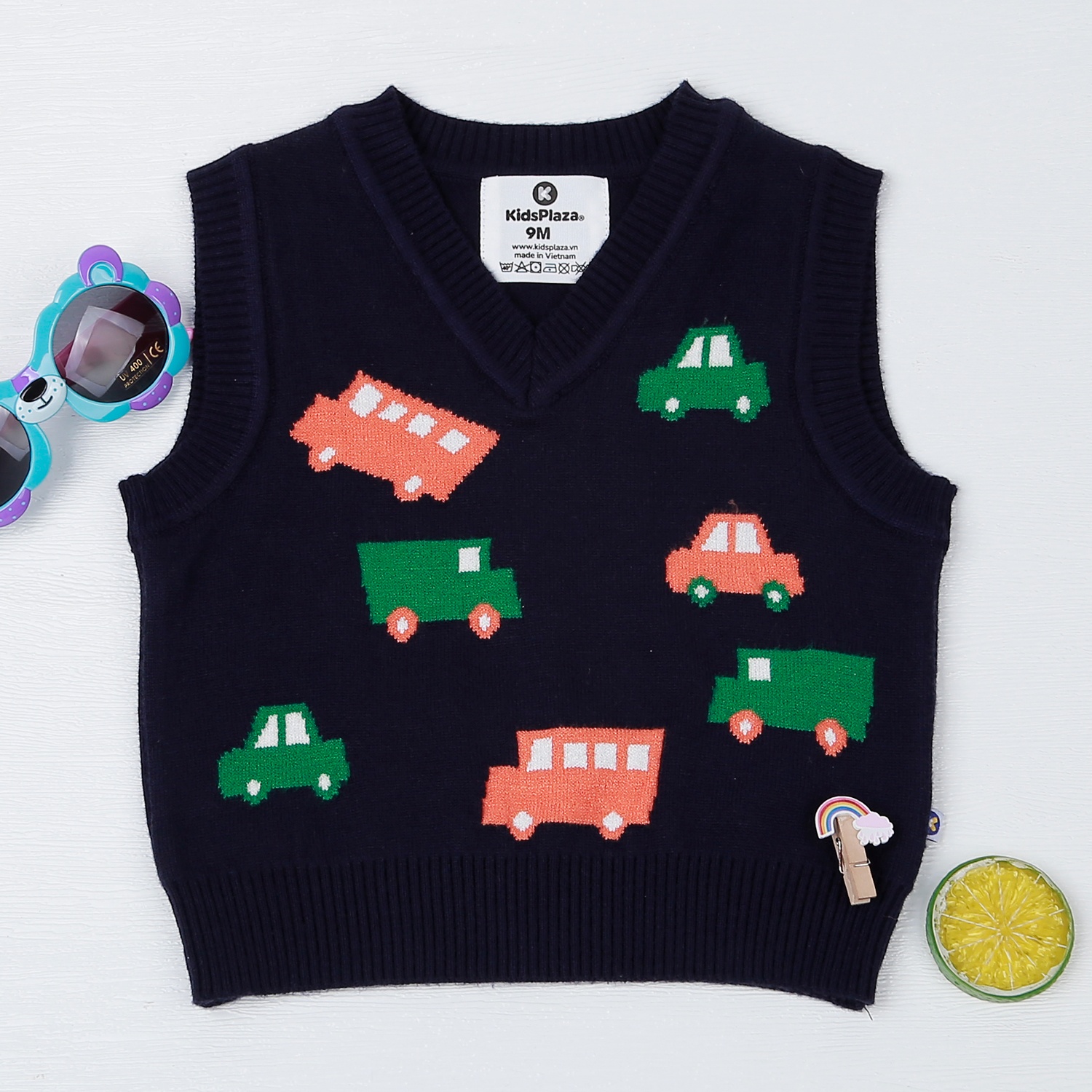 Áo gile len bé trai KidsPlaza in ô tô HN22D (Tím than) hình 1