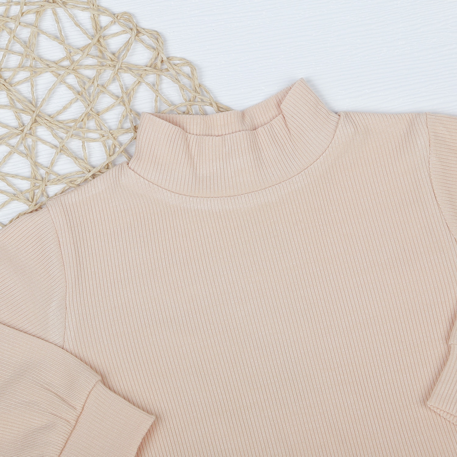 Áo thun cổ 3 phân kẻ tăm KidsPlaza ND22T (Be) hình 2