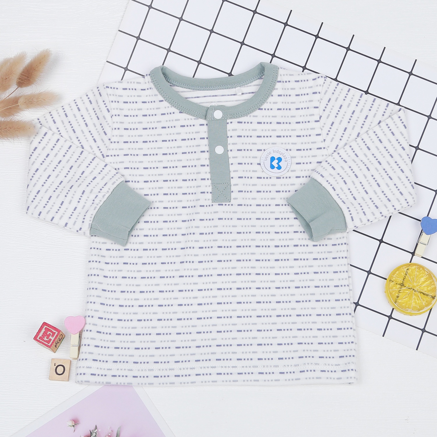 Bộ bé trai dài tay KidsPlaza kẻ nét đứt ND22D hình 2