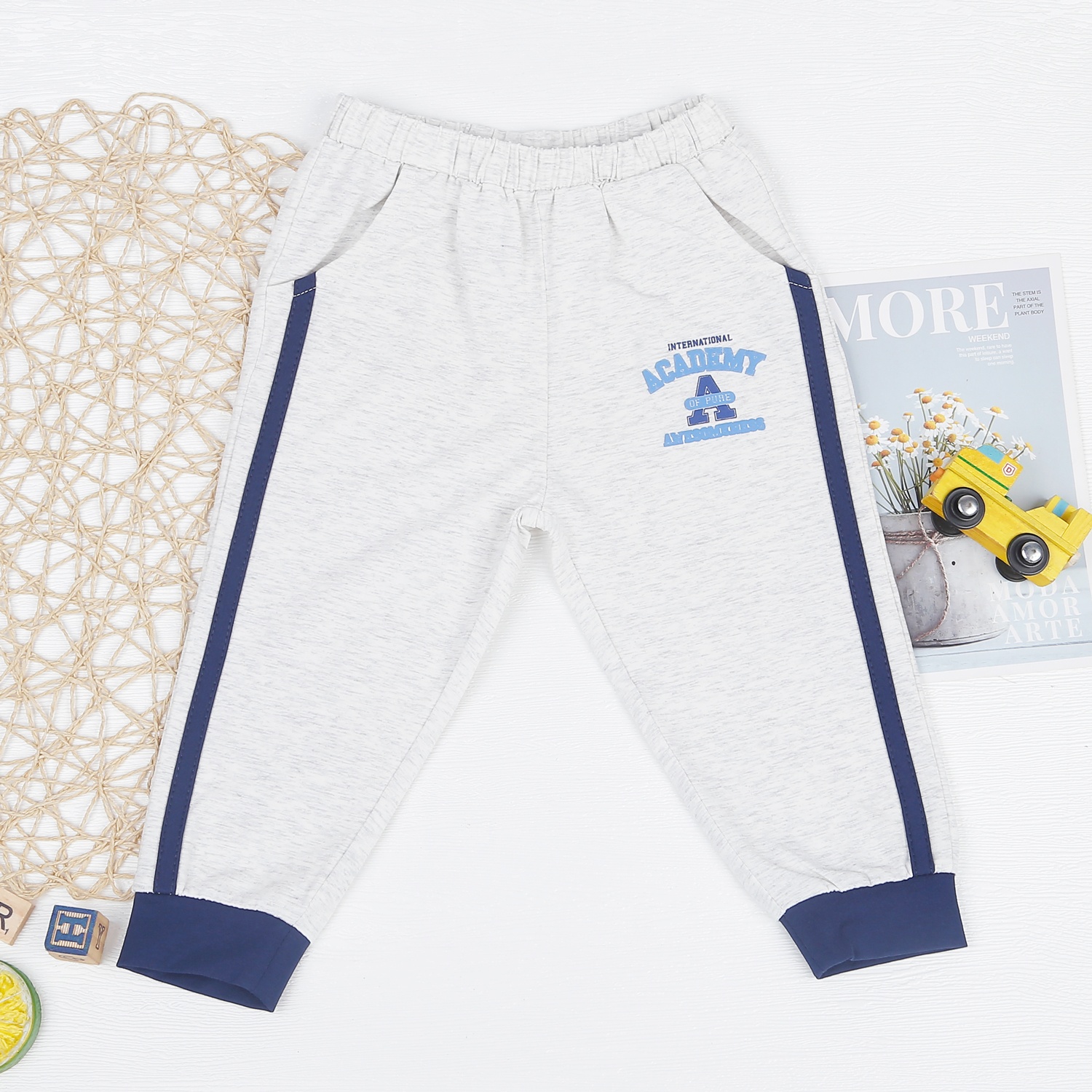 Bộ quần áo bé trai dài tay KidsPlaza in academy TT22T (Xám tiêu) hình 4