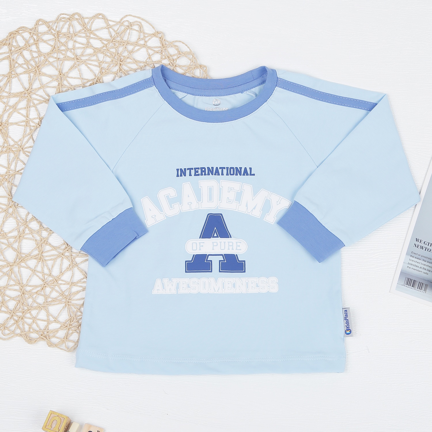 Bộ quần áo bé trai dài tay KidsPlaza in academy TT22T (Xanh) hình 2