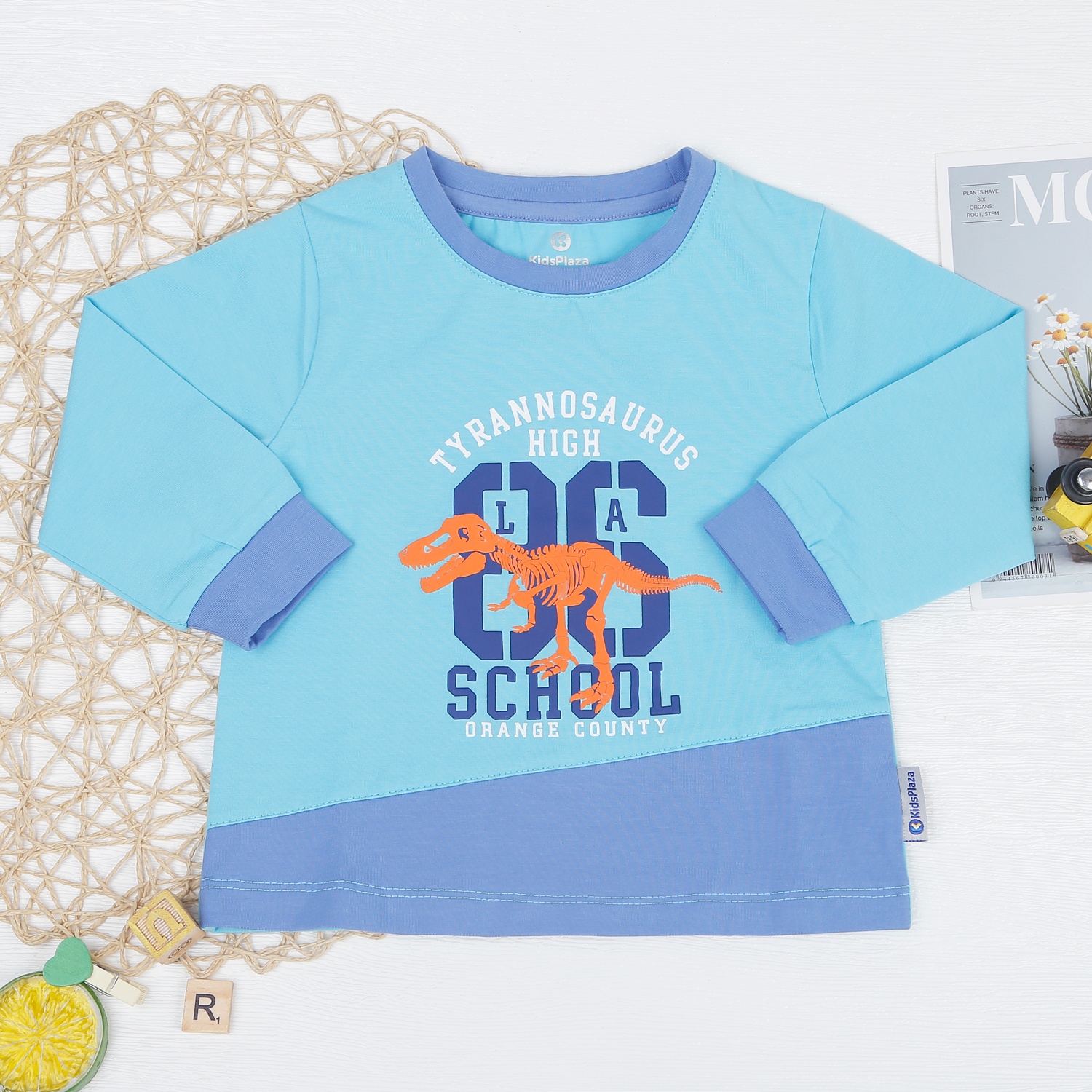 Bộ quần áo bé trai dài tay KidsPlaza in số 86 TT22T (Xanh) hình 2