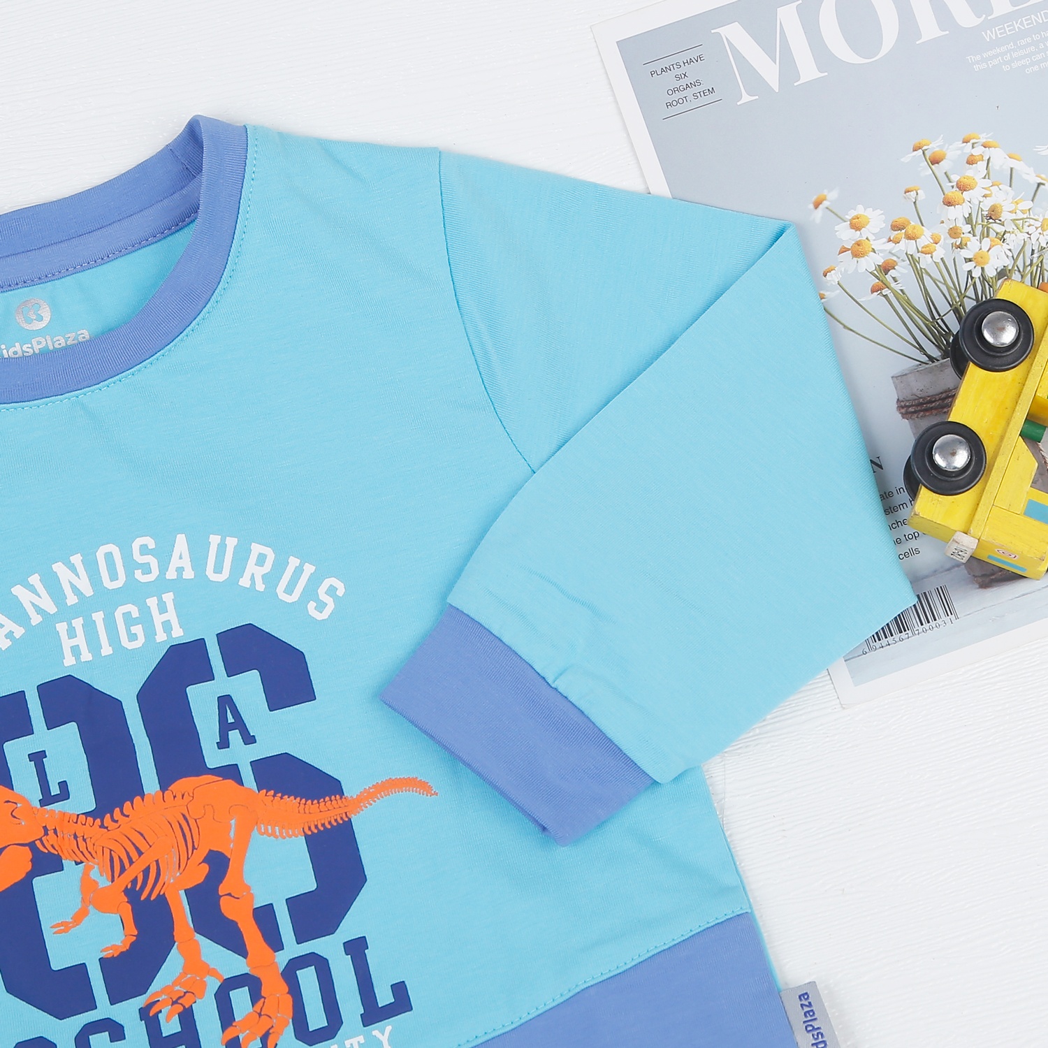 Bộ quần áo bé trai dài tay KidsPlaza in số 86 TT22T (Xanh) hình 3