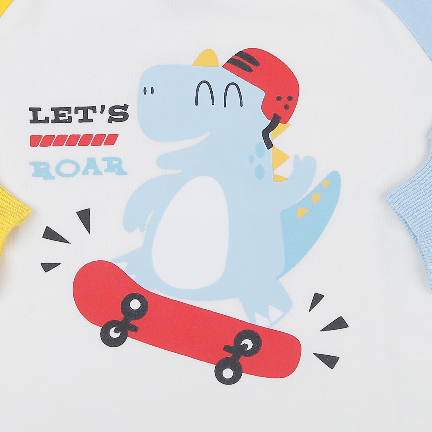 Bộ quần áo bé trai dài tay KidsPlaza in khủng long lướt ván HN22D (Xanh) hình 4