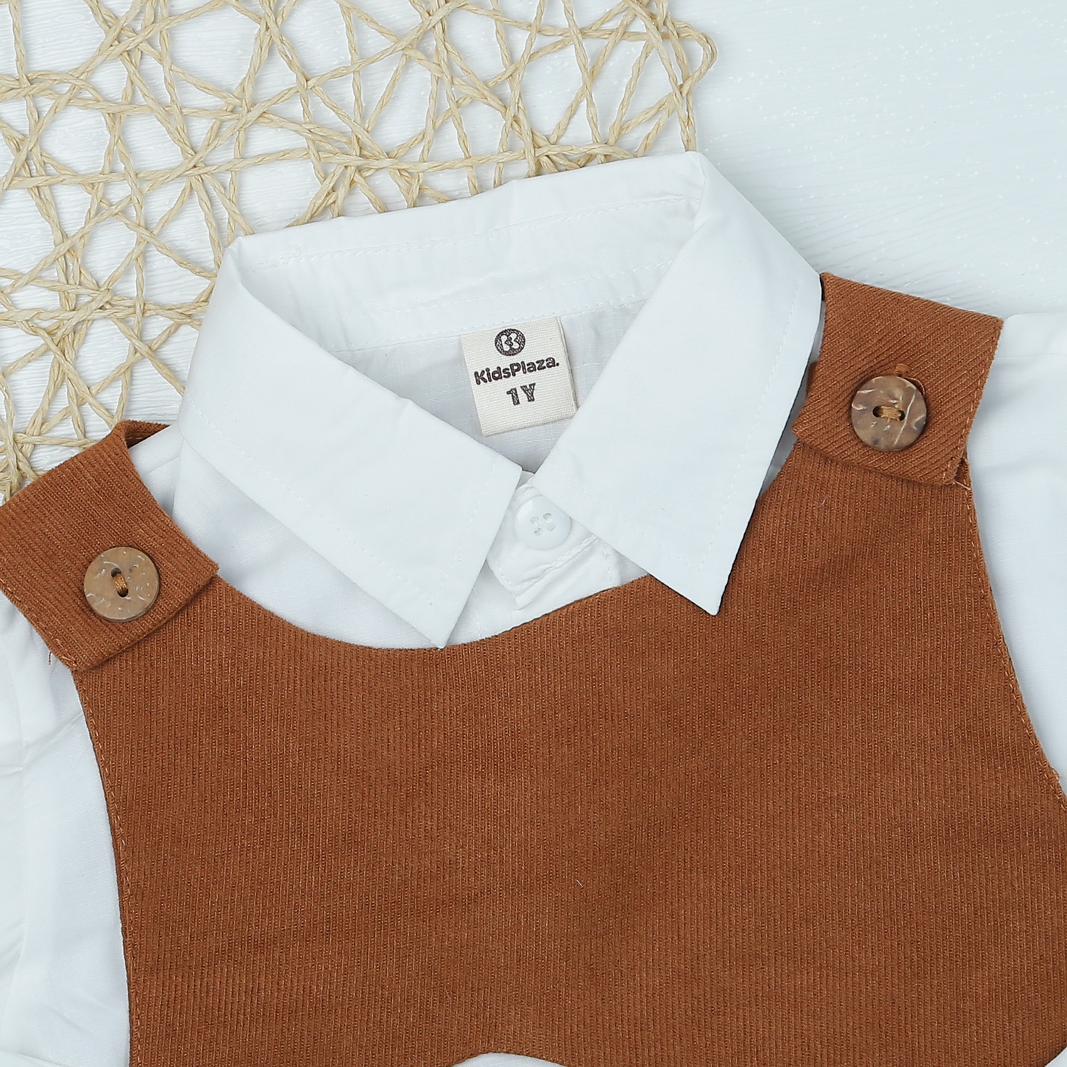 Bộ quần áo bé trai gile M22D (Trắng Nâu) hình 3