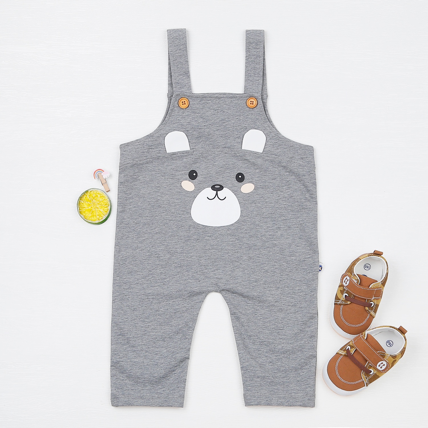 Set yếm bé trai KidsPlaza in gấu HN22T (Xám) hình 3