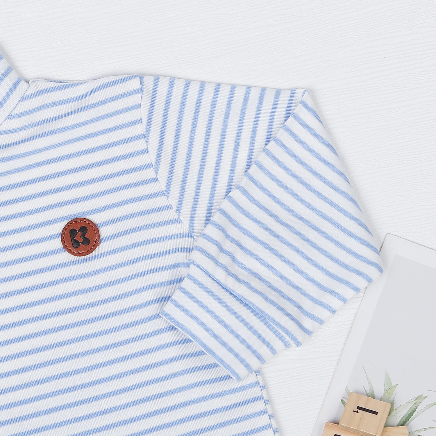 Áo bé trai Otis cổ 3 phân kẻ xanh KidsPlaza ND22T hình 4