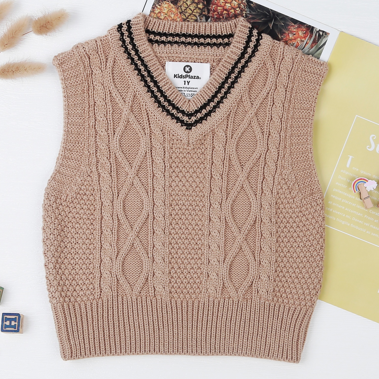 Áo gile len bé trai KidsPlaza trám nâu HN22D  hình 1