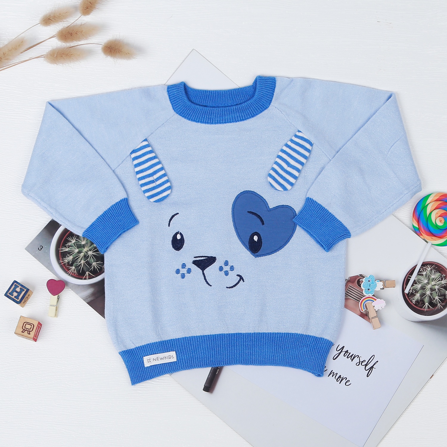 Áo len bé trai cài vai KidsPlaza ND22D (Xanh) hình 1