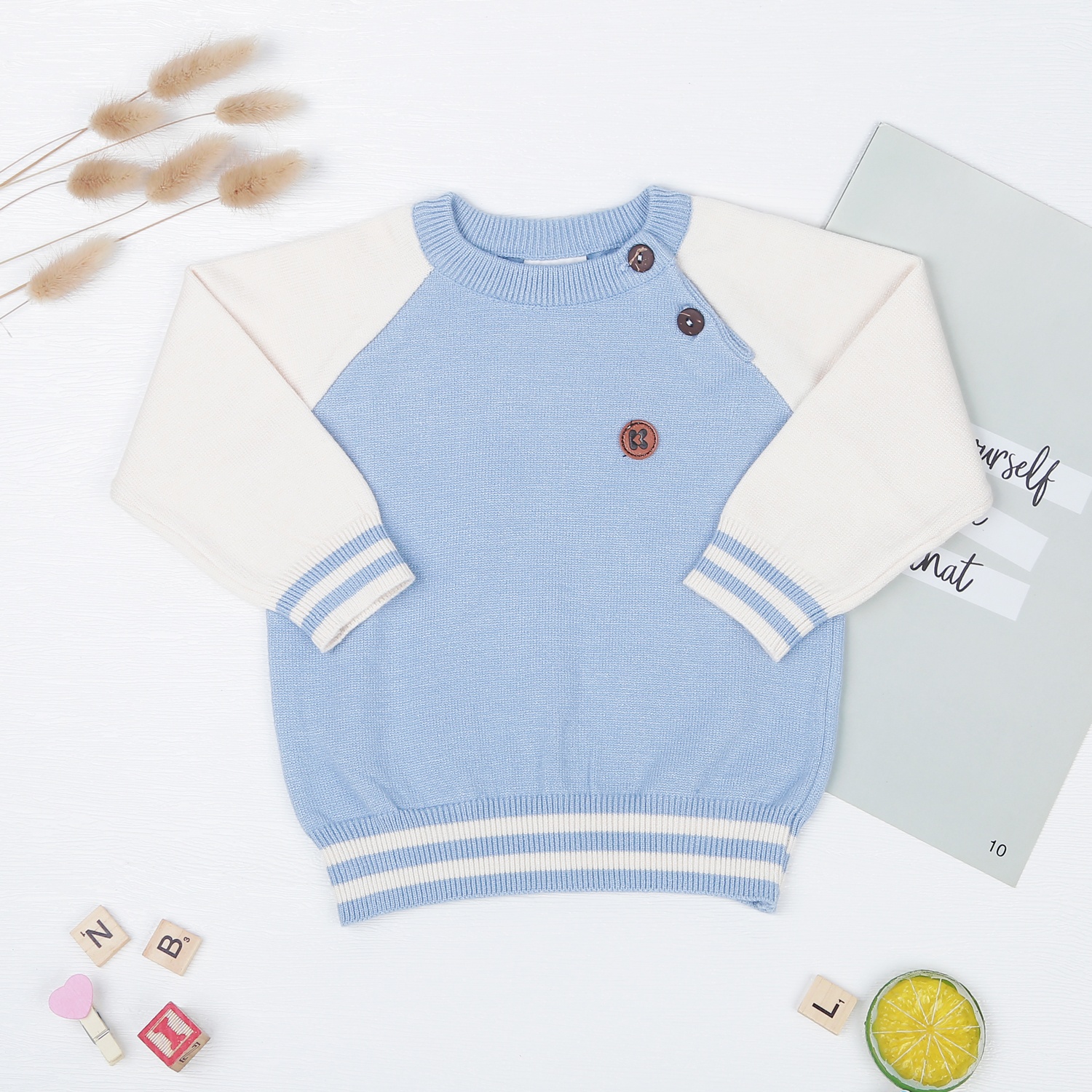 Áo len cài vai bé trai KidsPlaza ND22D (Xanh) hình 1