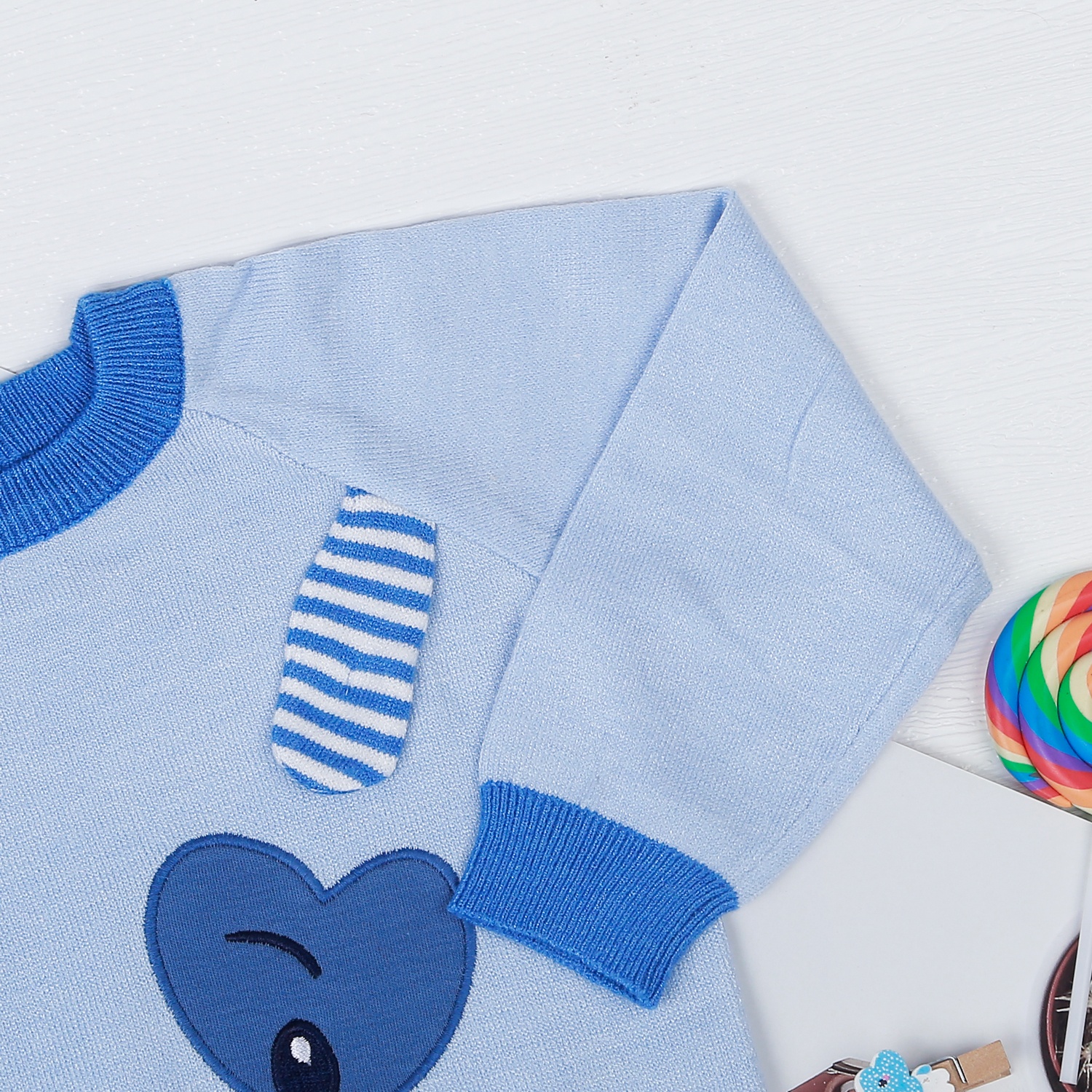 Áo len bé trai cài vai KidsPlaza ND22D (Xanh) hình 3