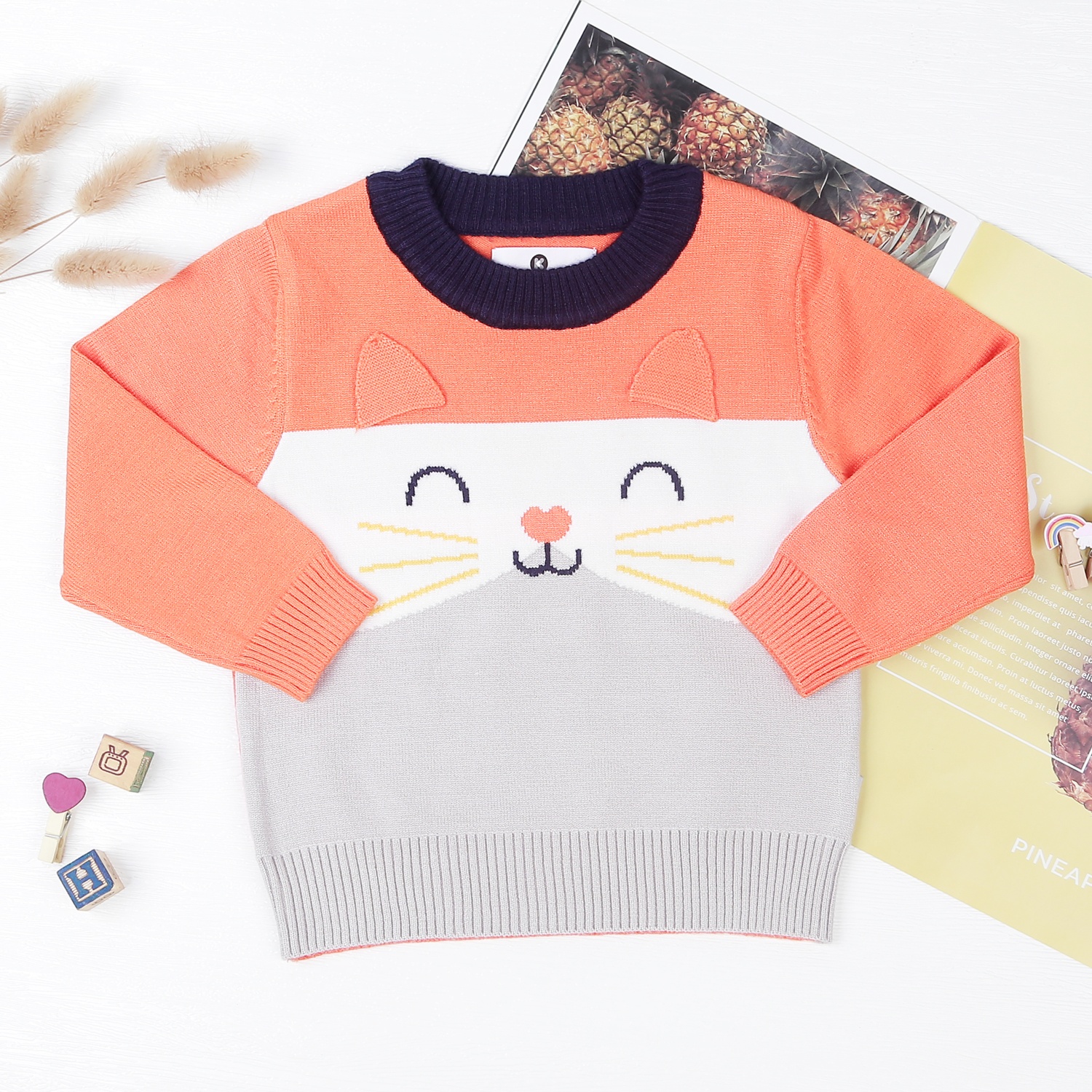 Áo len bé trai KidsPlaza hình chú mèo HN21D  hình 1
