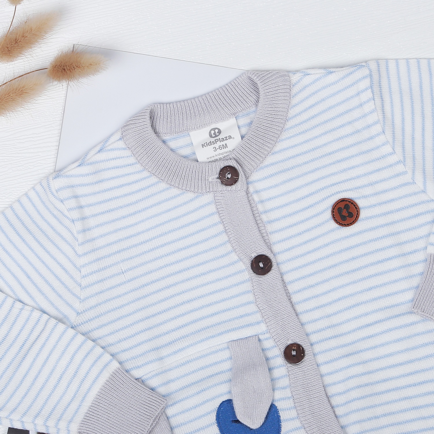 Áo len bé trai cài giữa KidsPlaza ND22D (Kẻ Xanh) hình 2