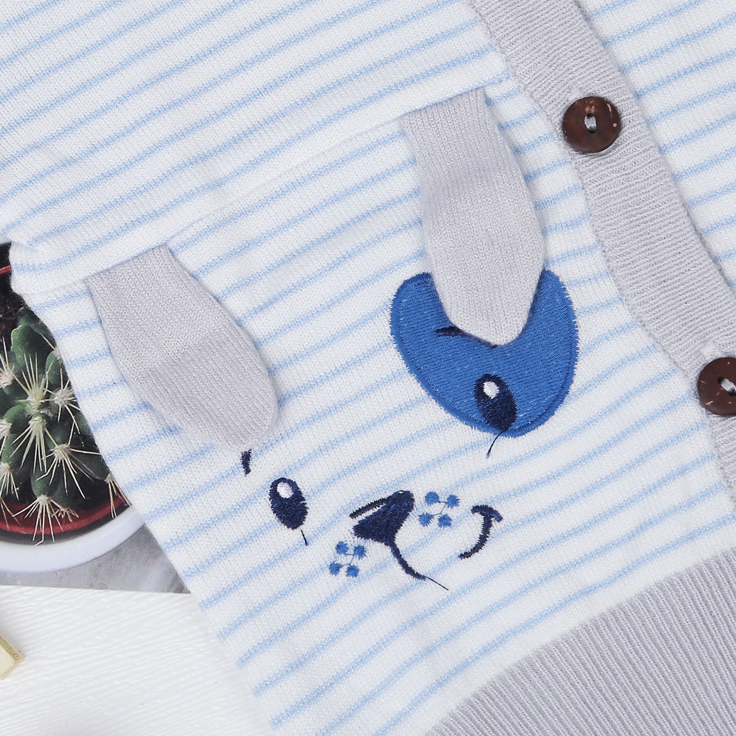 Áo len bé trai cài giữa KidsPlaza ND22D (Kẻ Xanh) hình 4