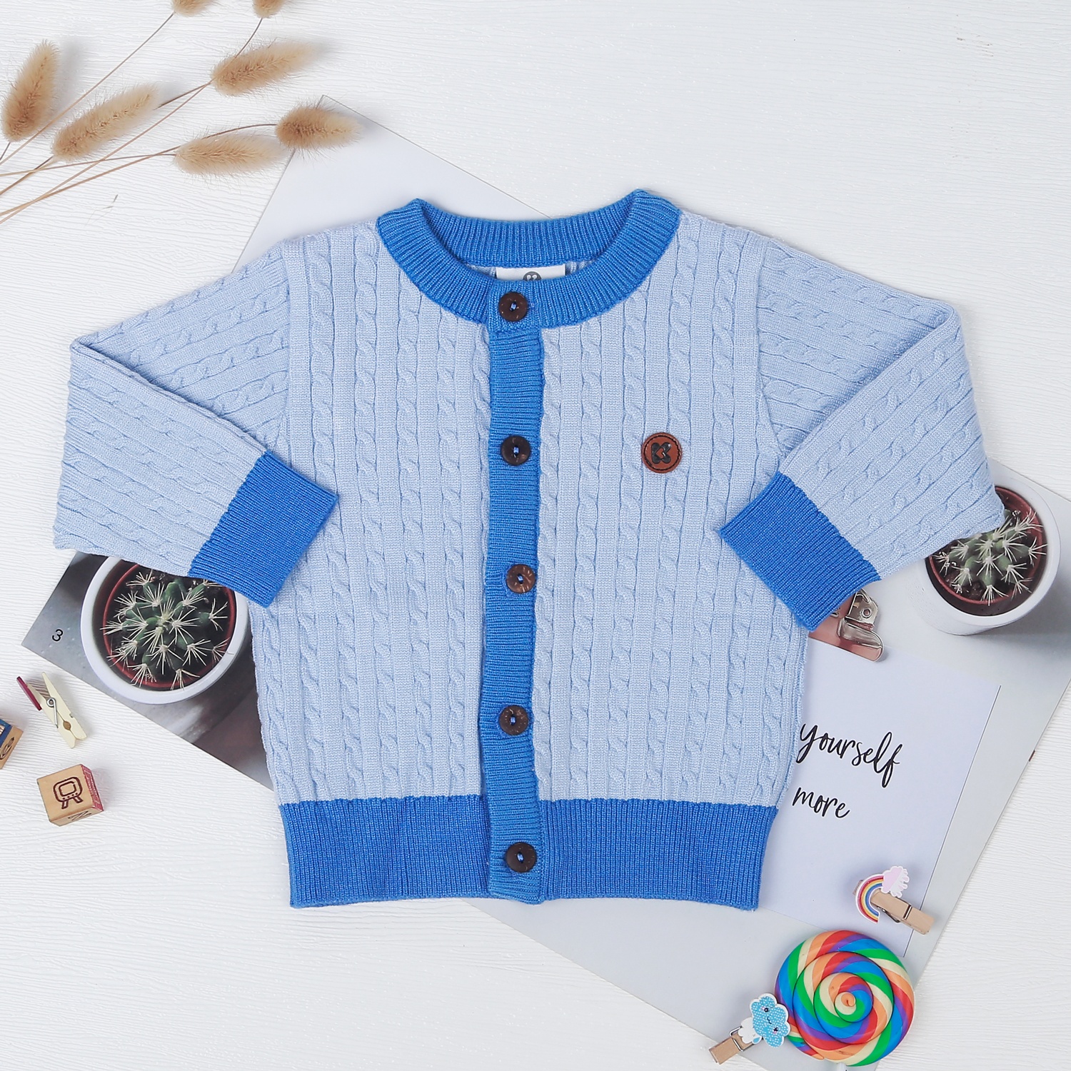 Áo len bé trai cài giữa KidsPlaza ND22D (Xanh dương) hình 1