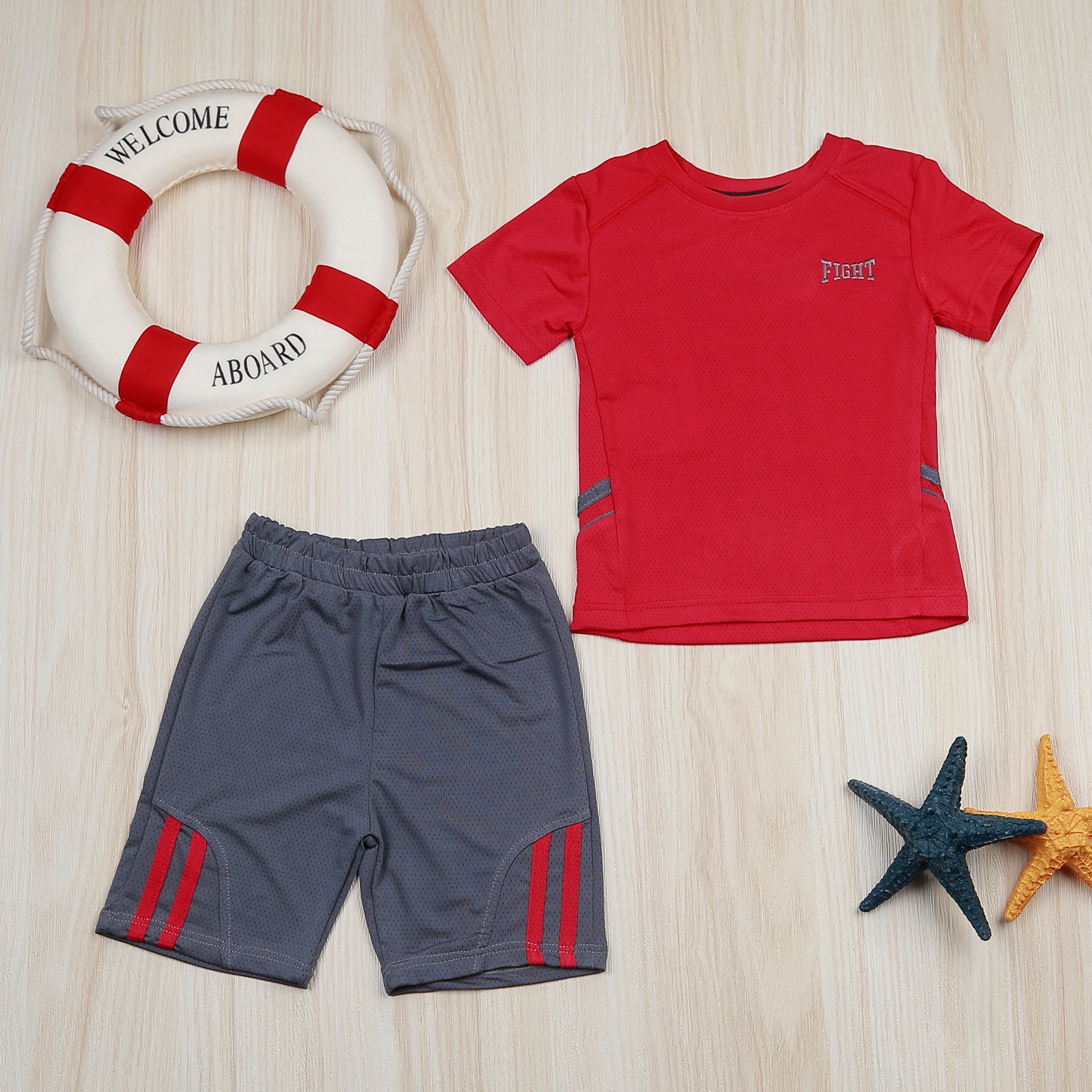 Bộ cộc bé trai in Fight KidsPlaza VY22H Đỏ hình 1