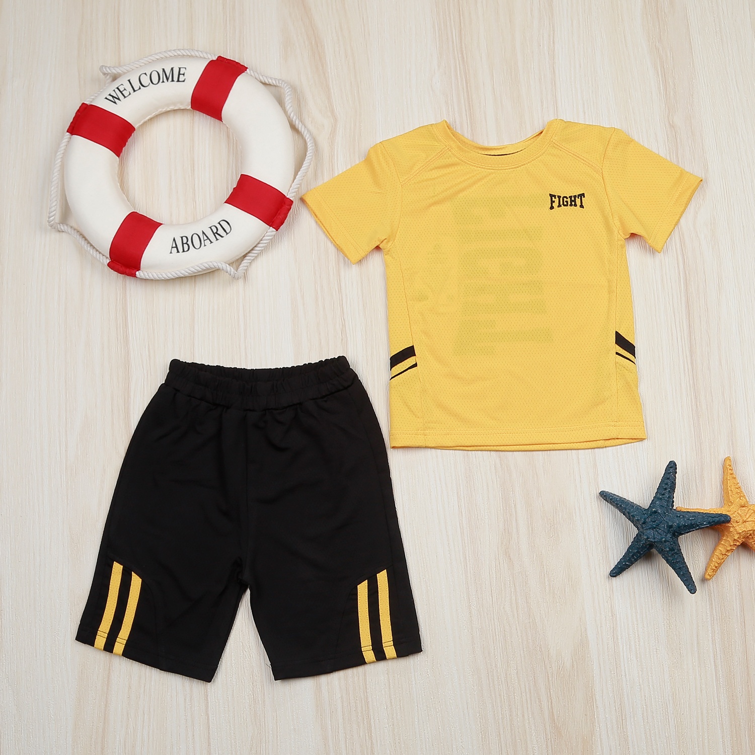 Bộ cộc bé trai in Fight KidsPlaza VY22H Vàng hình 1