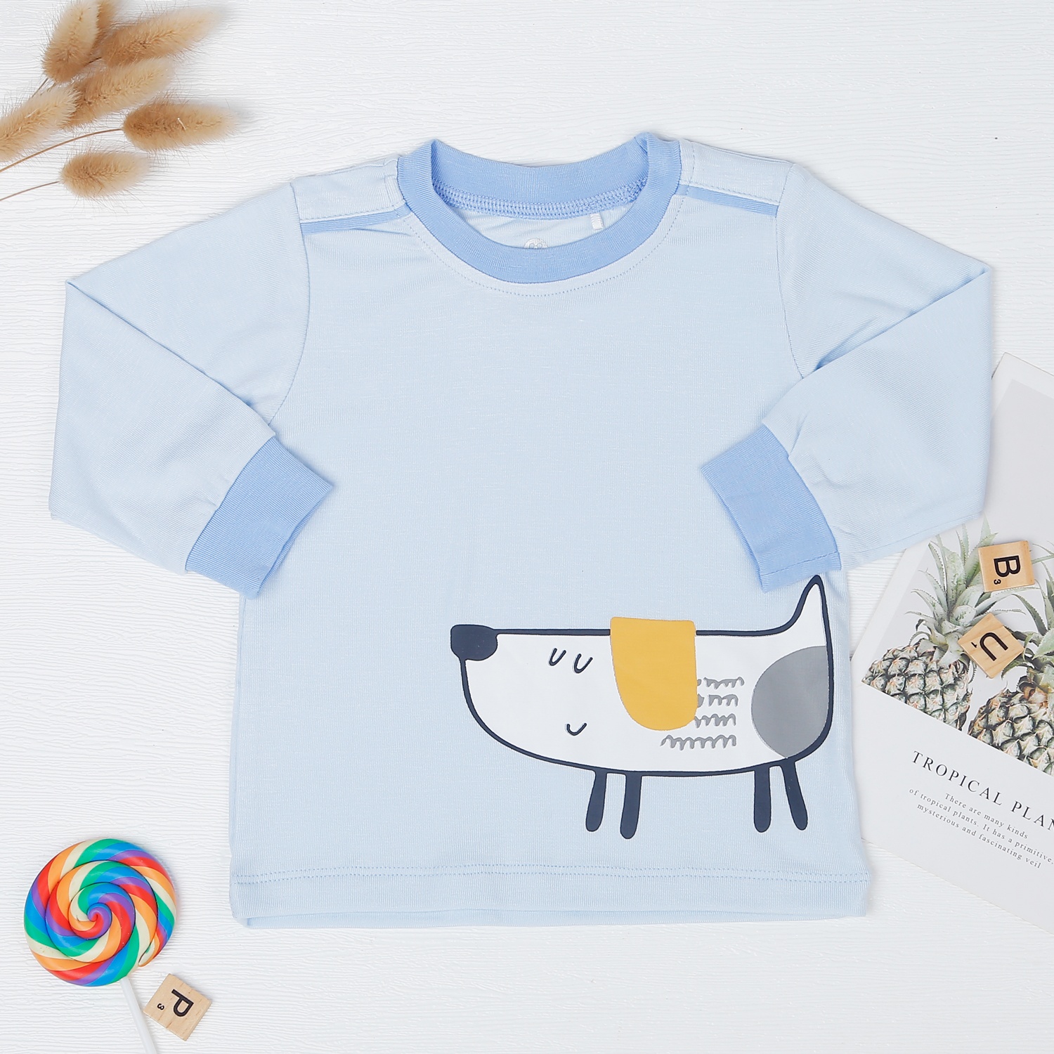 Bộ dài tay Otis cổ tròn KidsPlaza ND22T (Xanh) hình 2