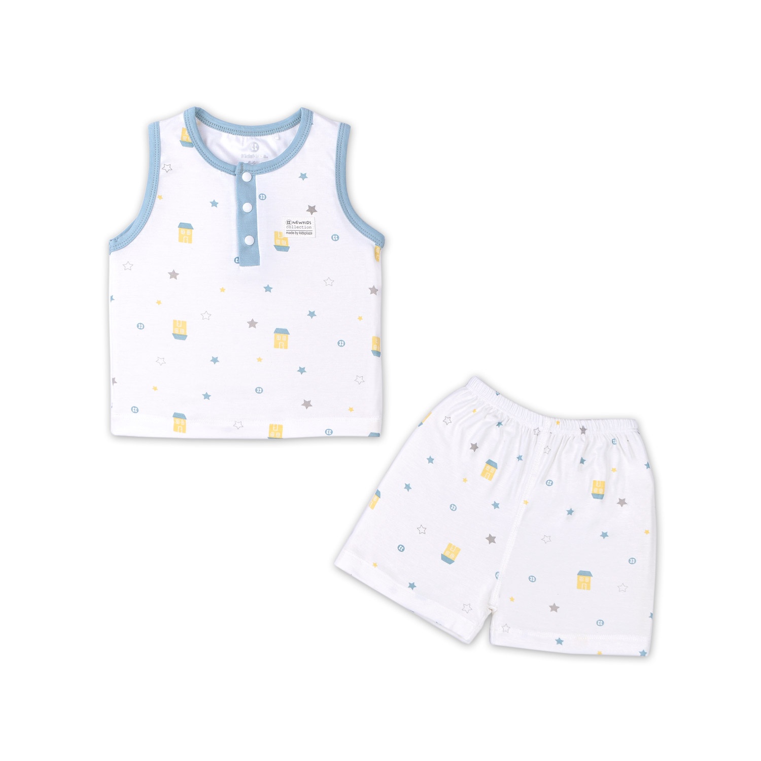 Bộ quần áo ba lỗ bé trai Otis in hình ngôi nhà KidsPlaza ND22H (Trắng) hình 1