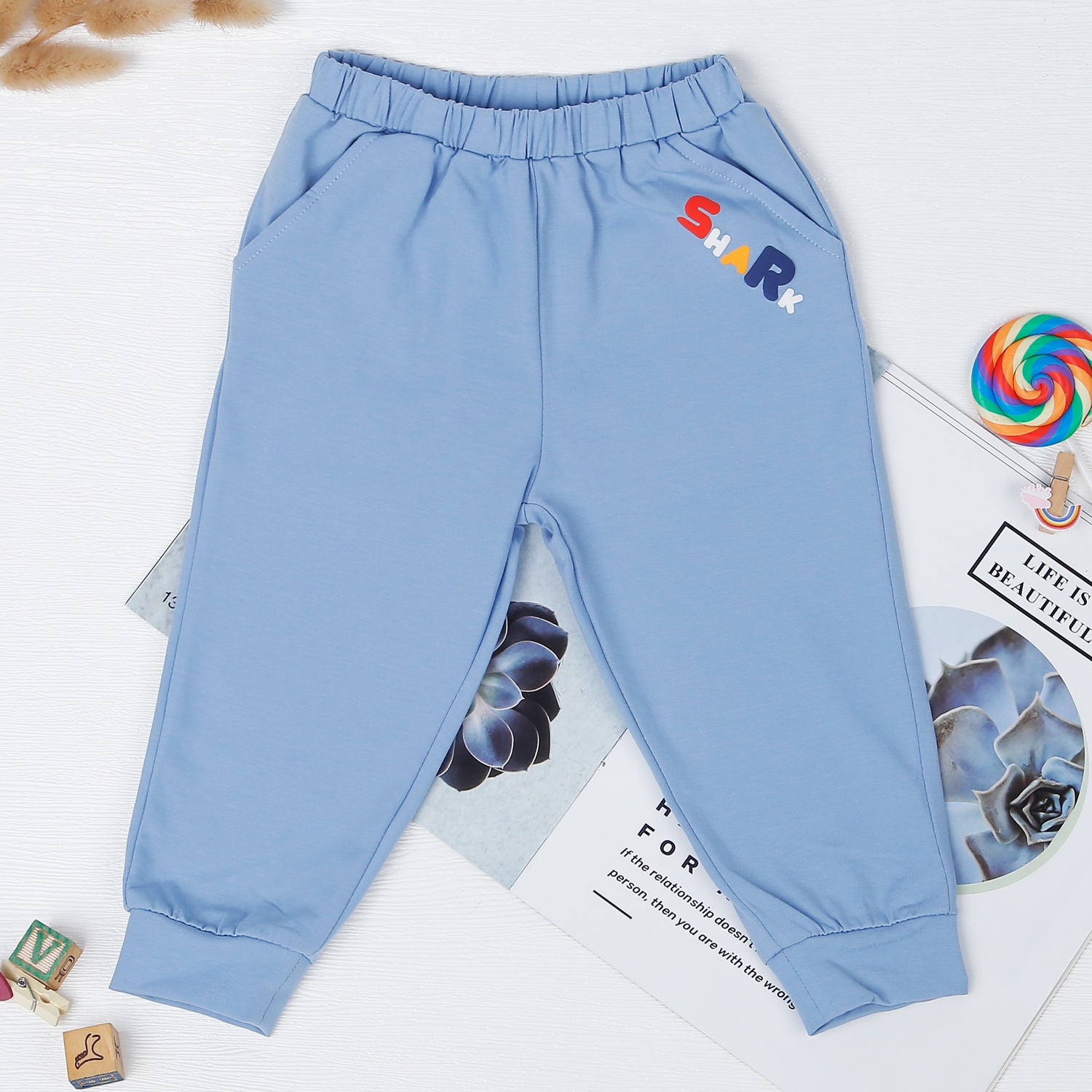 Bộ quần áo bé trai dài tay Kids Plaza in Shark TT22T (Xanh Than) hình 3