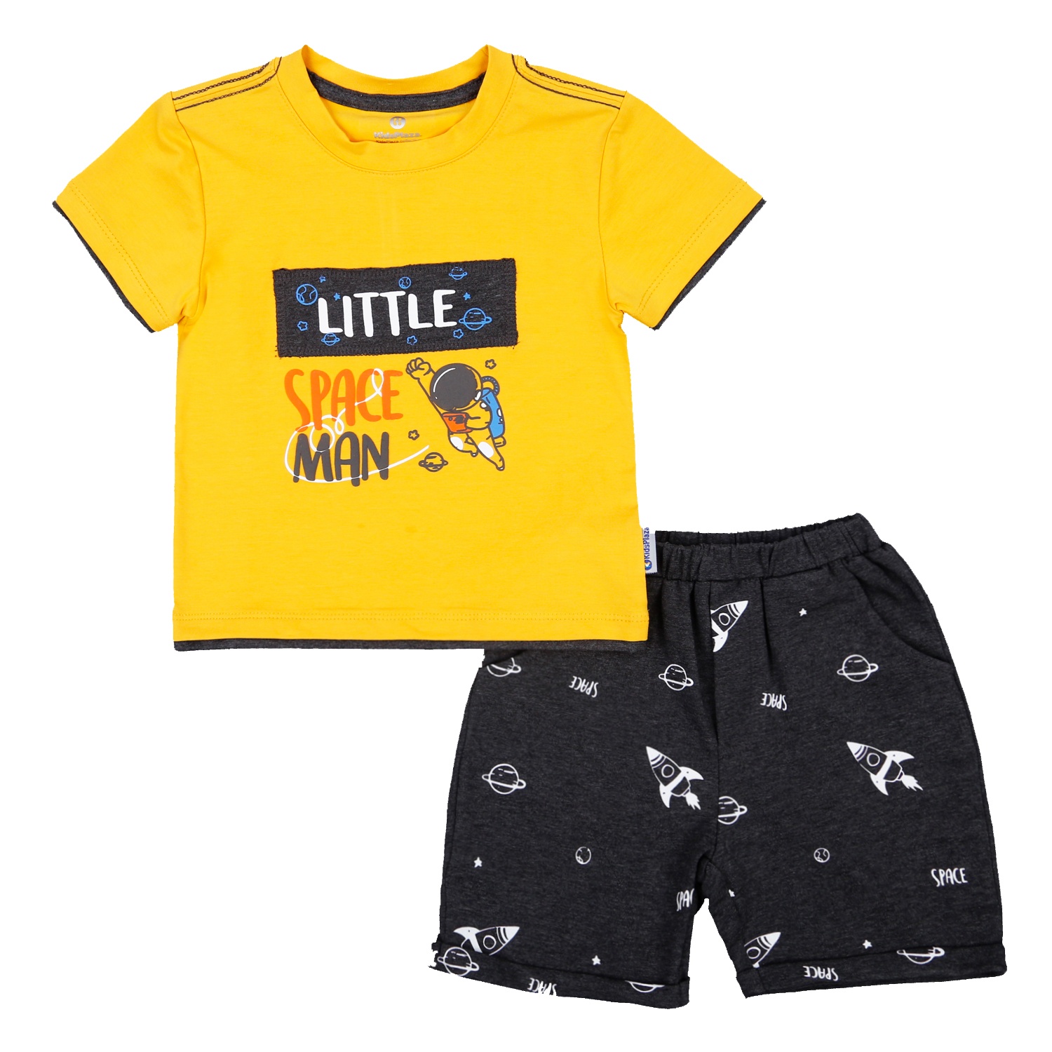 Bộ quần áo cộc tay bé trai KidsPlaza in little TT22H (Vàng)  hình 1