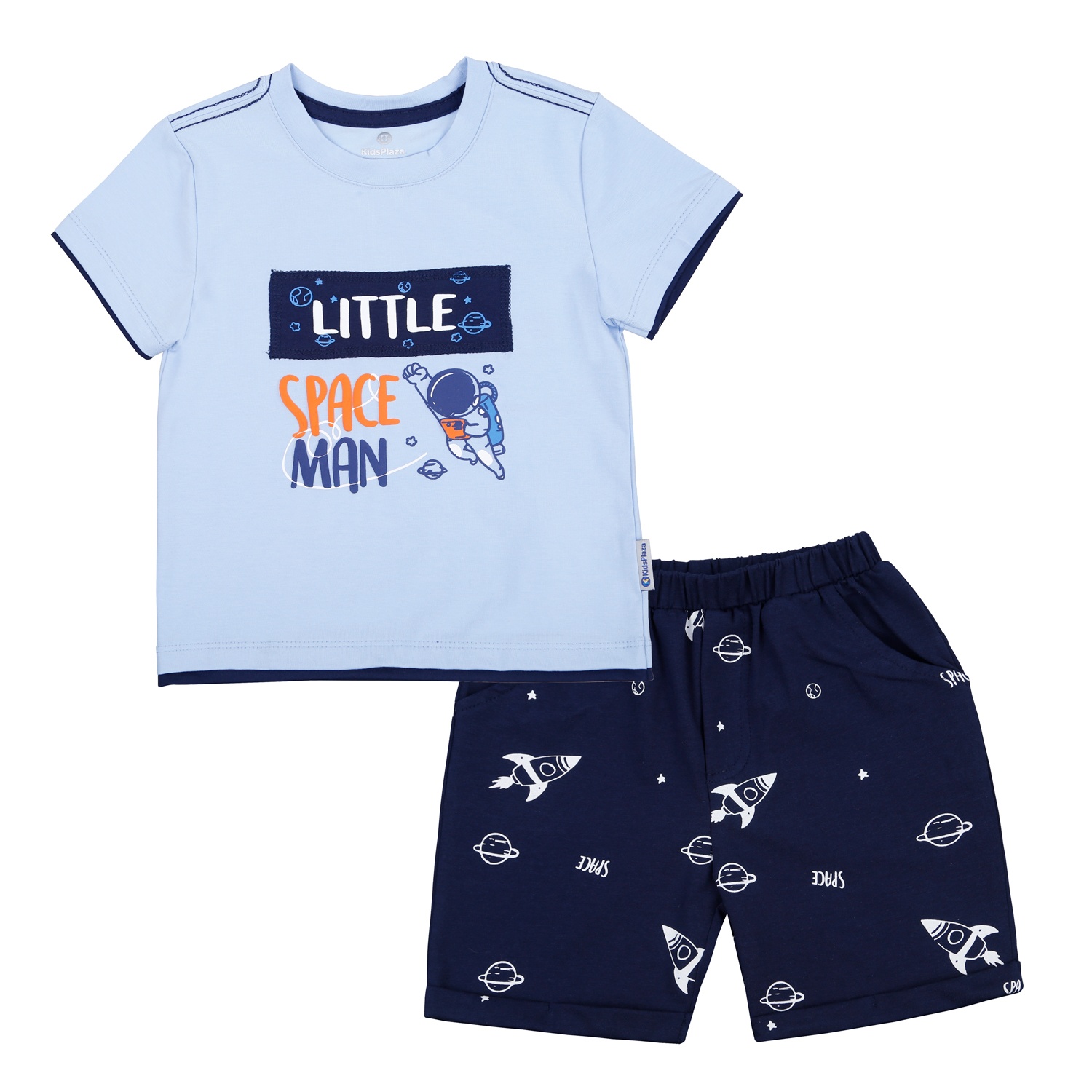 Bộ quần áo cộc tay bé trai KidsPlaza in little TT22H (Xanh)  hình 1