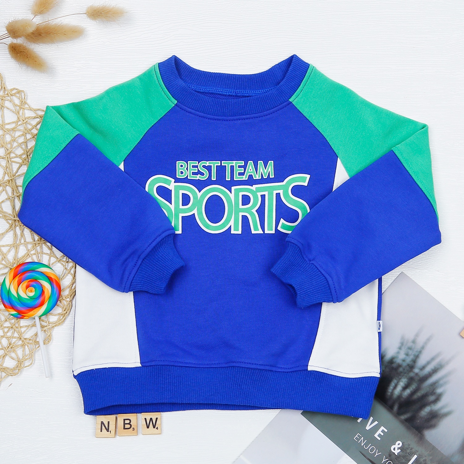 Bộ quần áo dài tay bé trai KidsPlaza phối in Sports HN22D hình 2