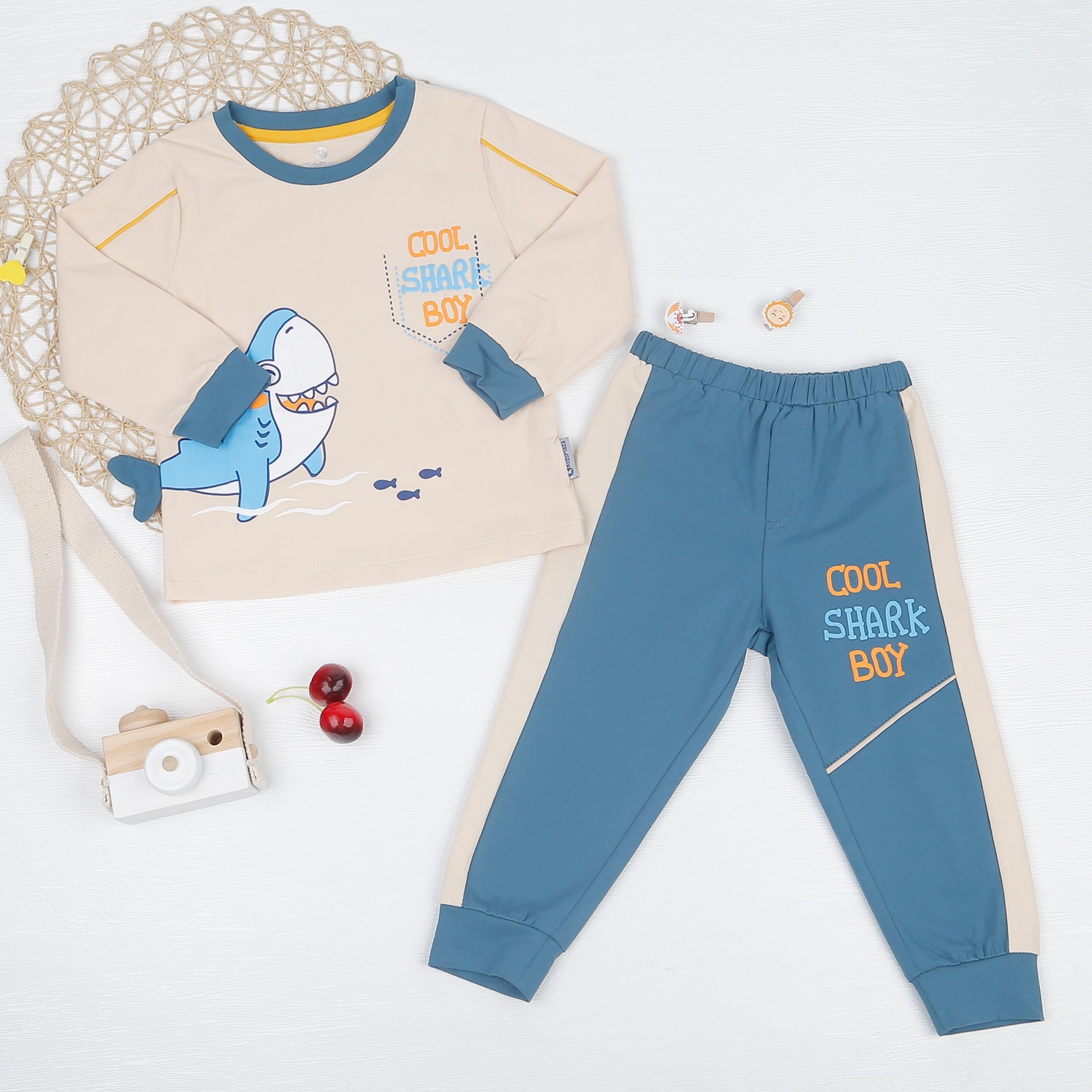 Bộ thun dài tay bé trai KidsPlaza in Cool Shark TT22T hình 1