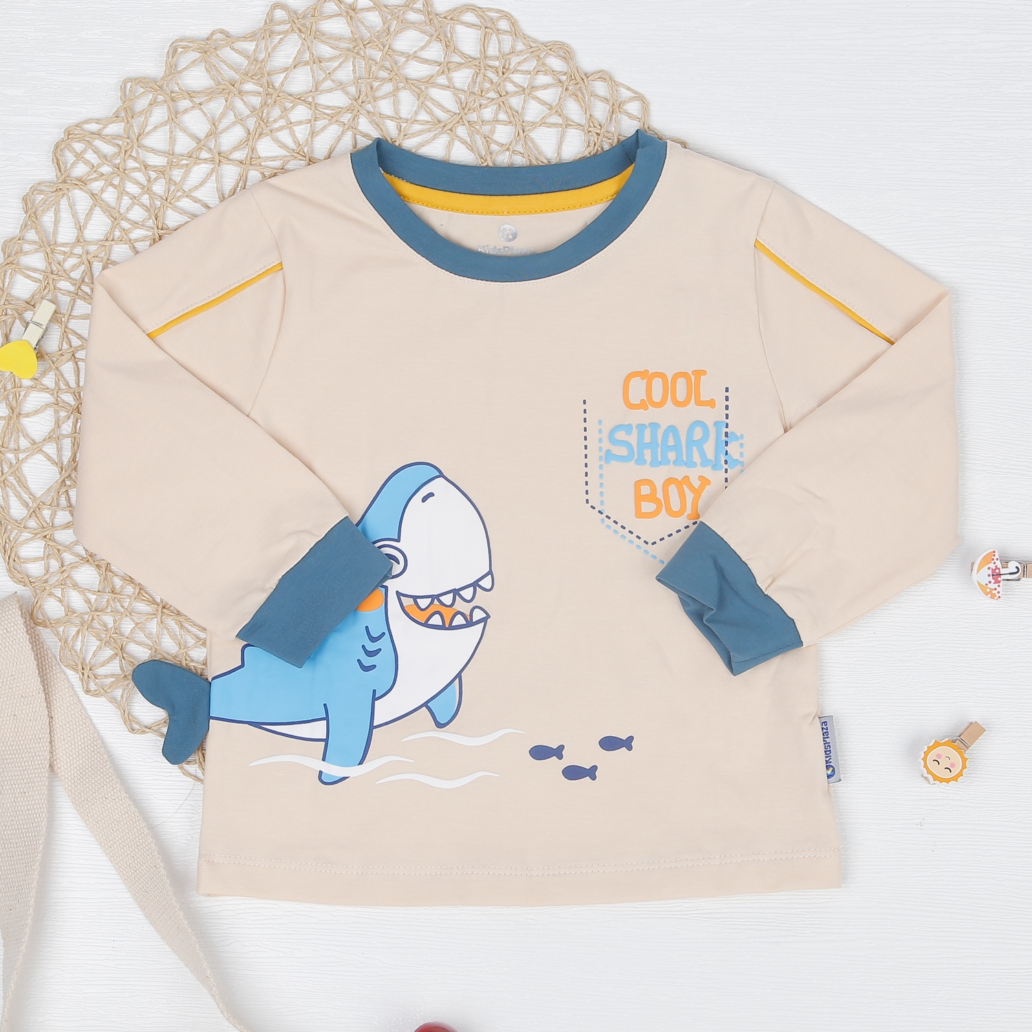 Bộ thun dài tay bé trai KidsPlaza in Cool Shark TT22T hình 2
