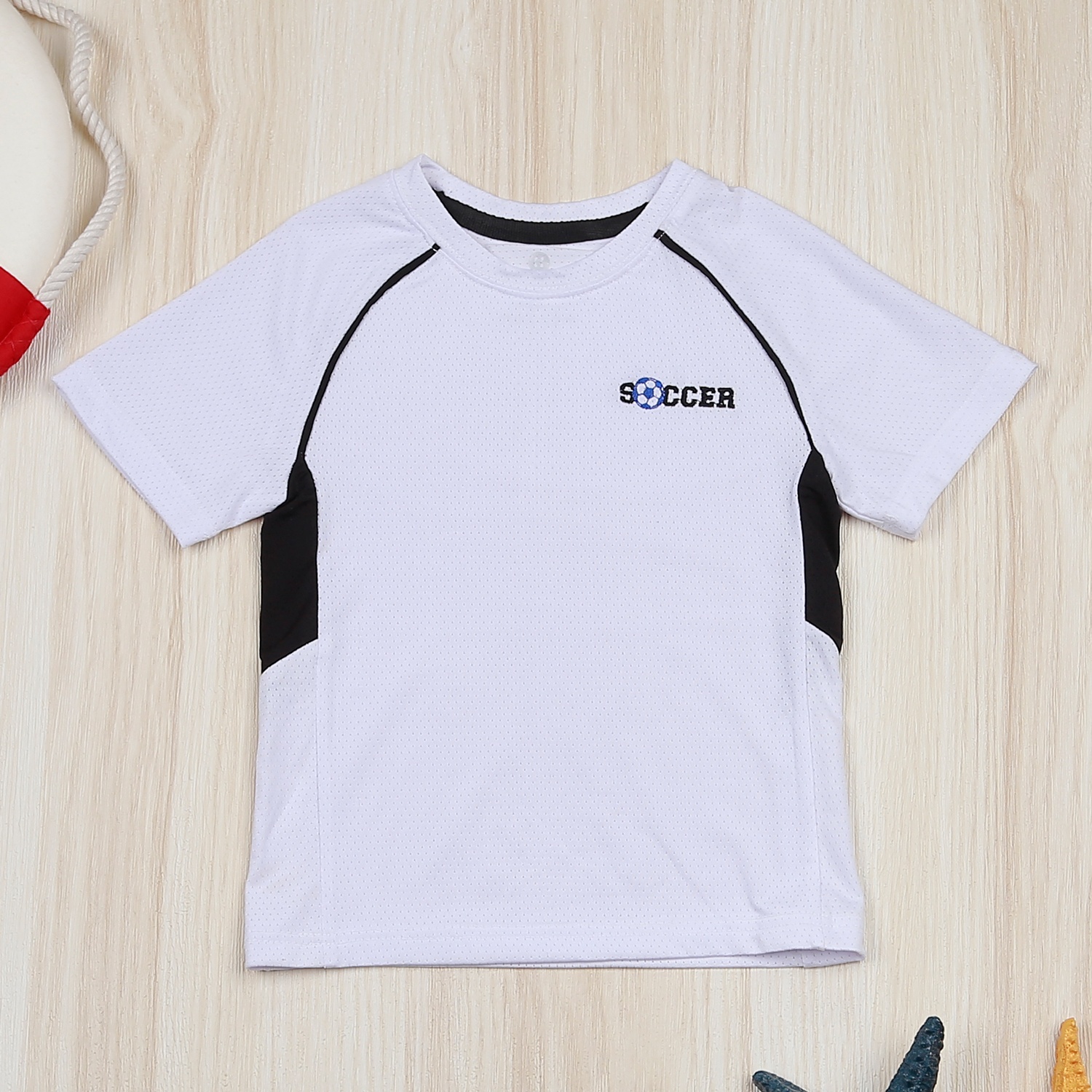 Bộ cộc bé trai thêu bóng KidsPlaza VY22H Trắng hình 2