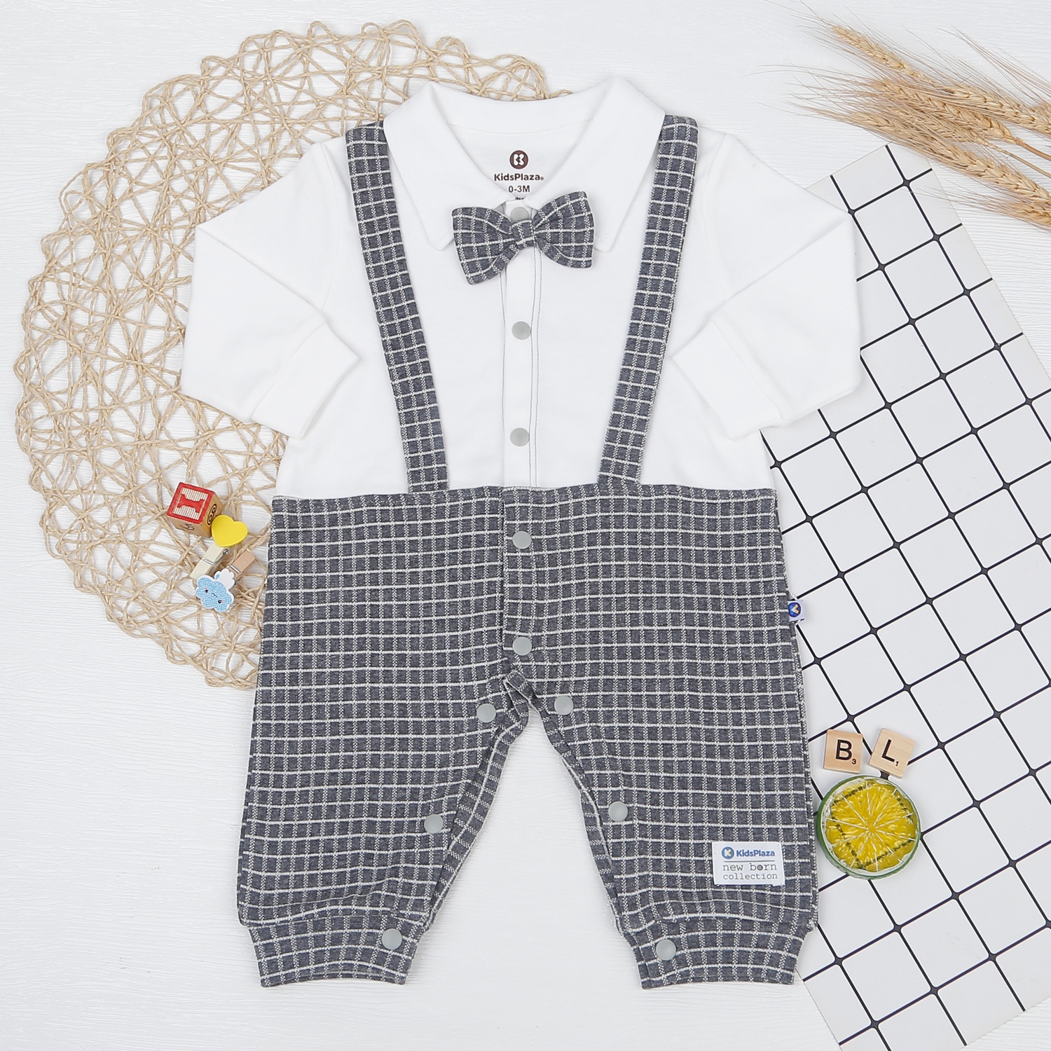  Body bé trai dài tay công tử KidsPlaza kẻ caro HN22D hình 1