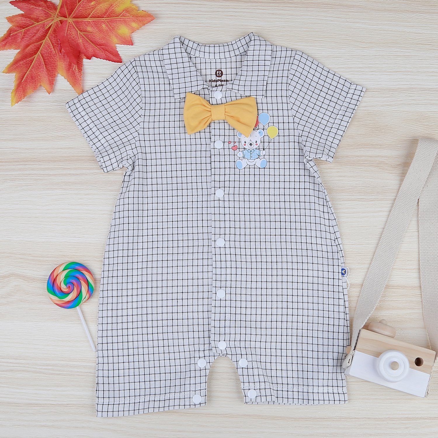 Body cho bé trai cổ nơ trắng kẻ  KidsPlaza HN22H hình 1