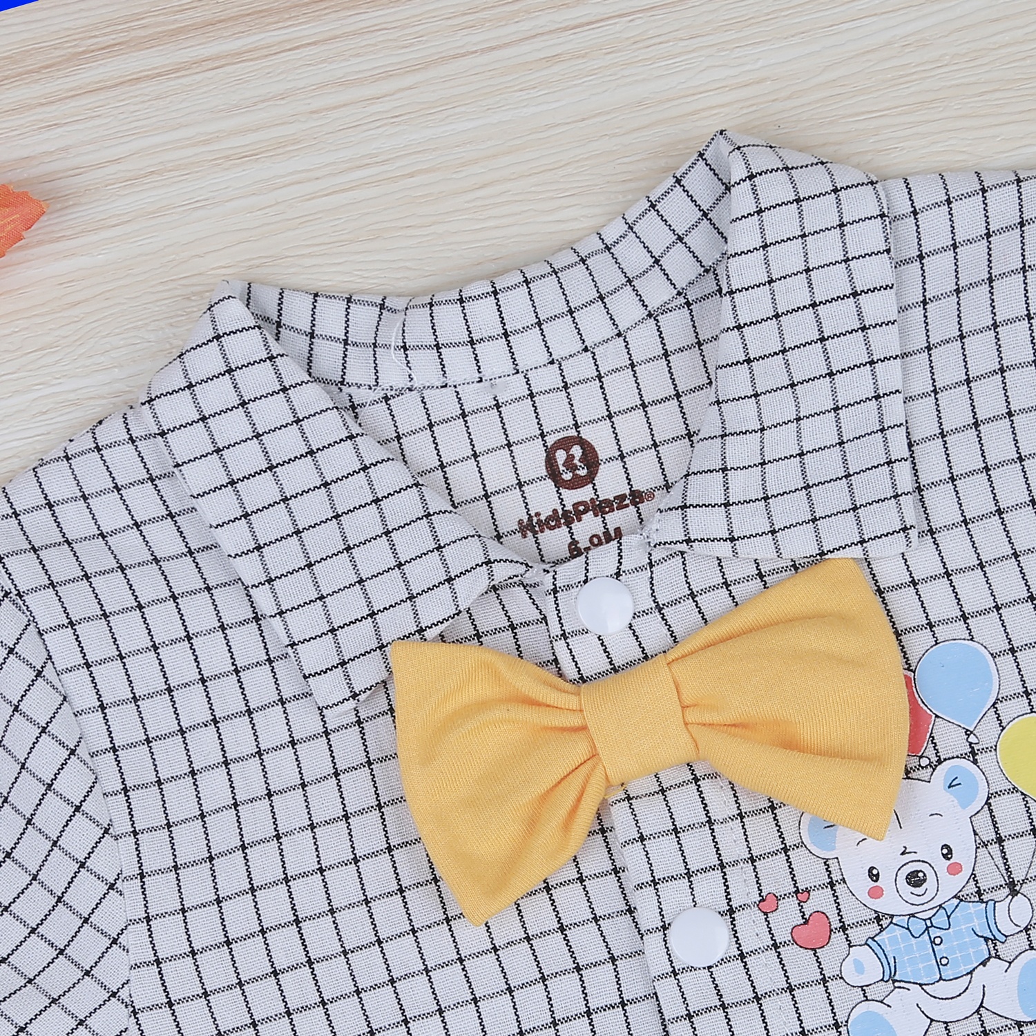 Body cho bé trai cổ nơ trắng kẻ  KidsPlaza HN22H hình 2