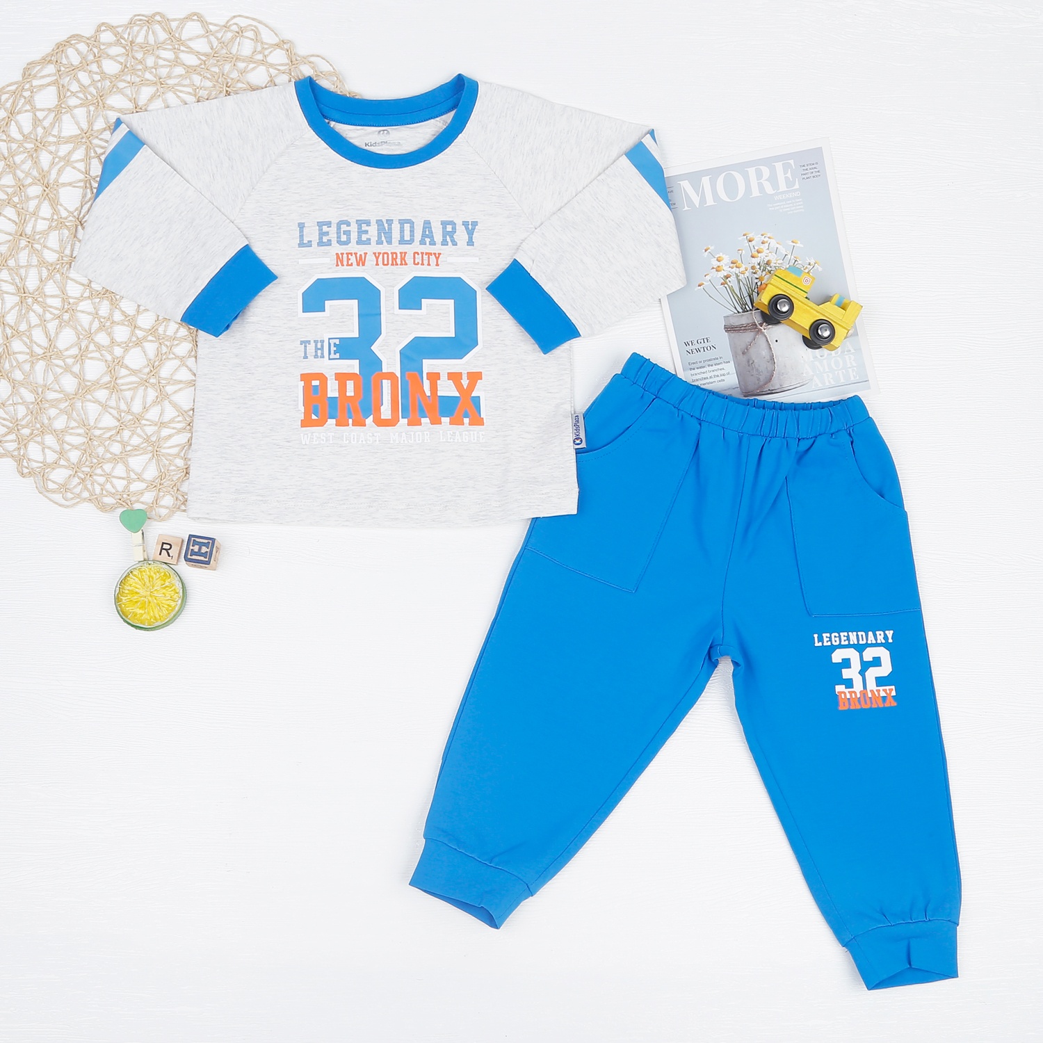 Bộ quần áo bé trai dài tay KidsPlaza in số 32 TT22T (Tiêu)