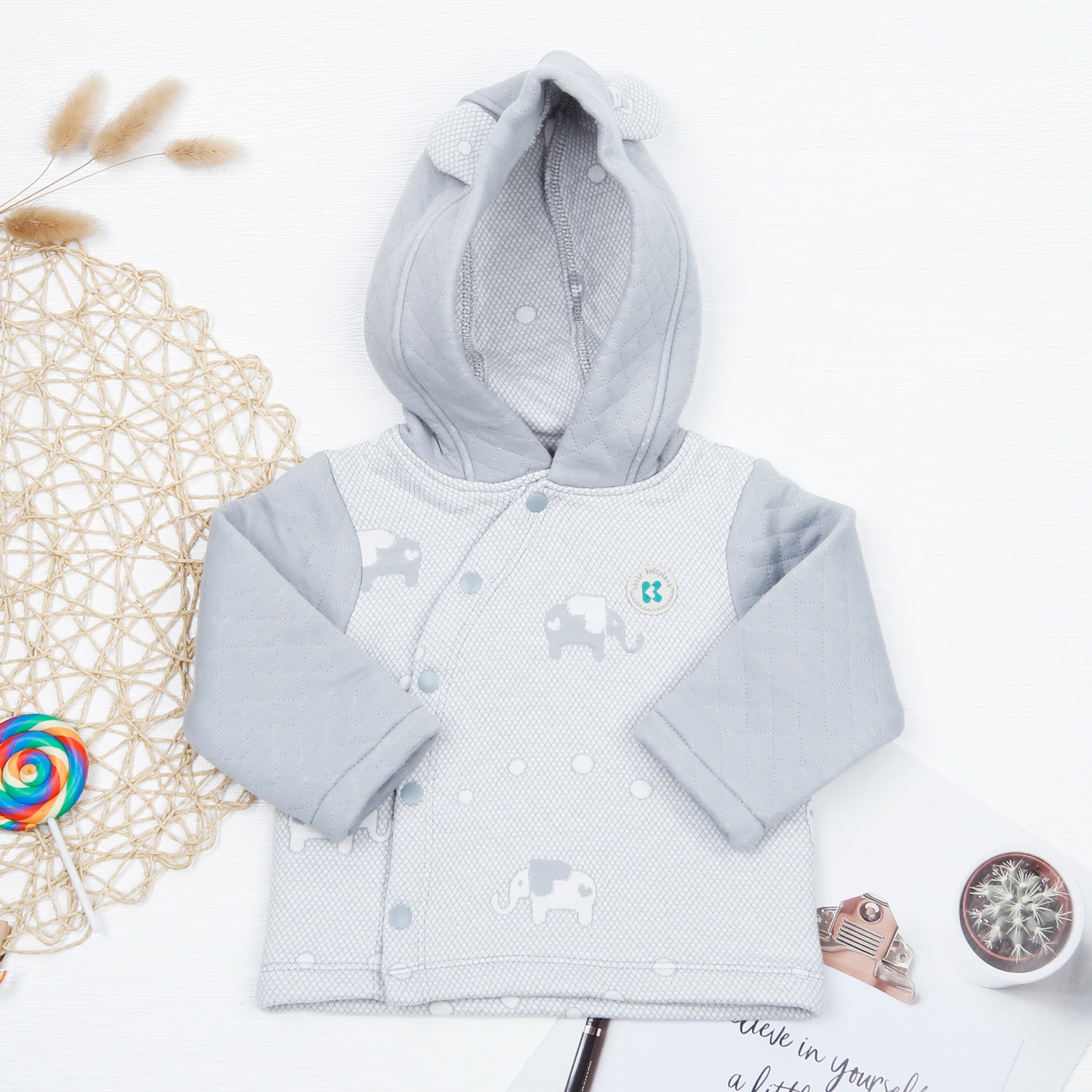 Áo khoác bông voi bé trai KidsPlaza HN22D (Xanh rêu) hình 1