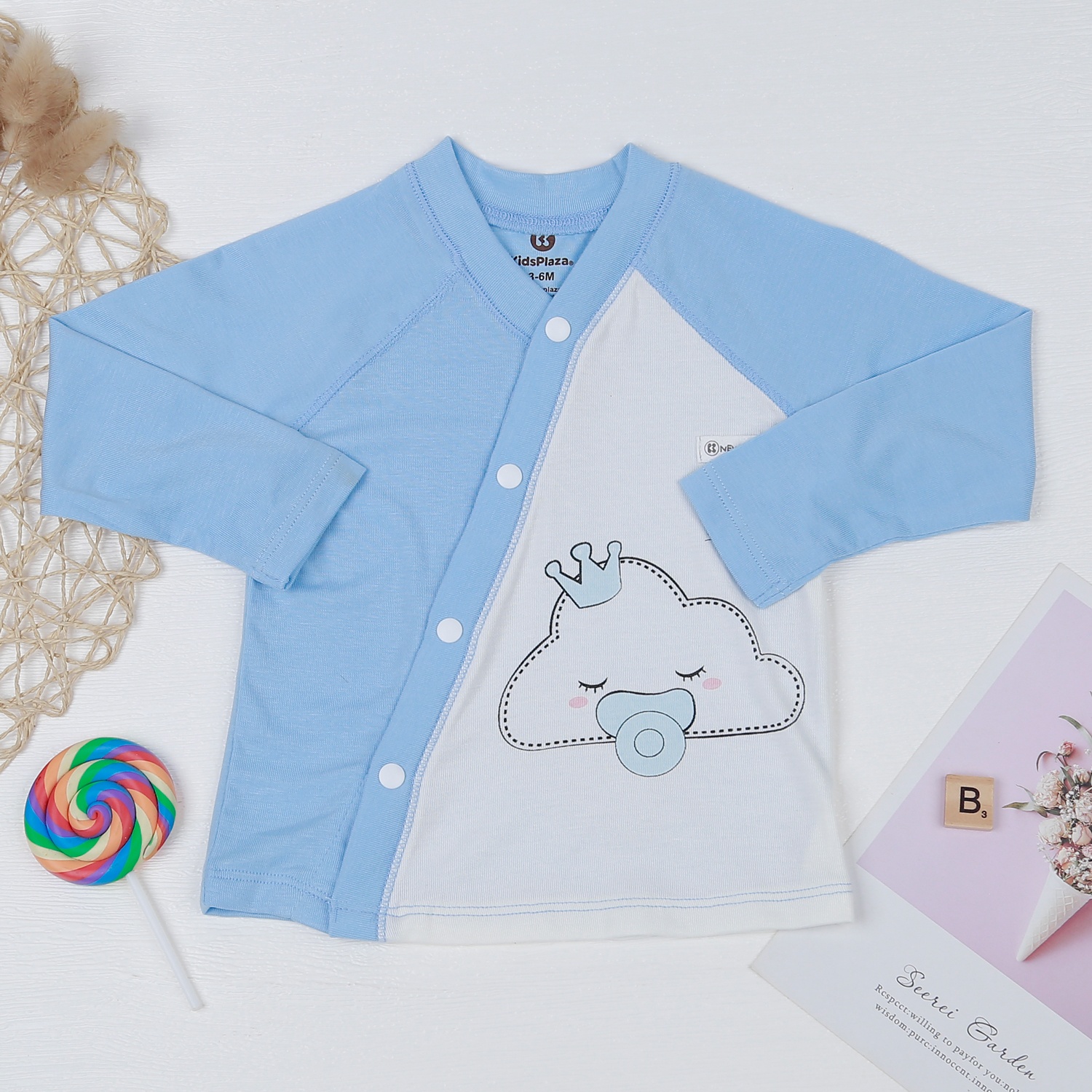 Bộ quần áo dài tay bé trai KidsPlaza in hình mây M22D  hình 2