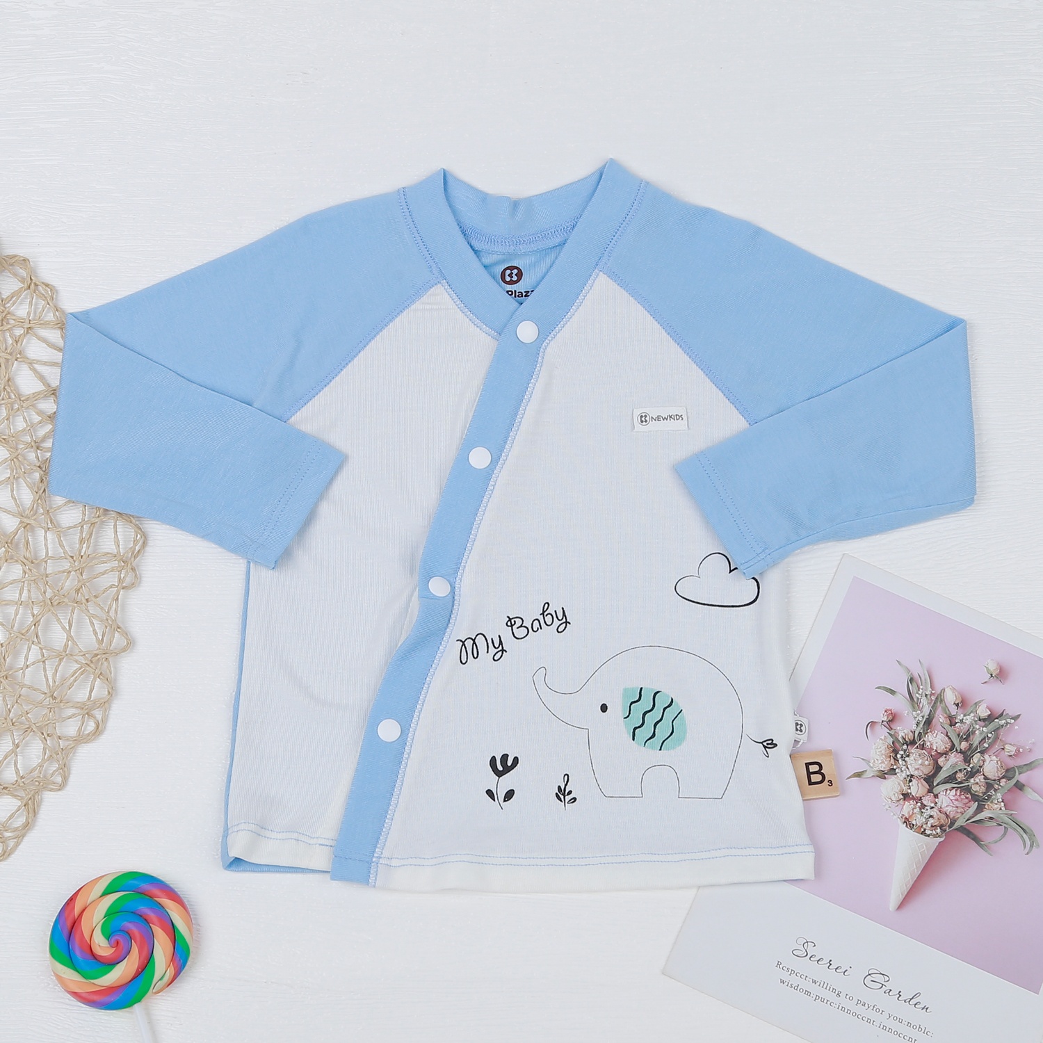 Bộ quần áo dài tay bé trai KidsPlaza in hình voi M22D hình 2