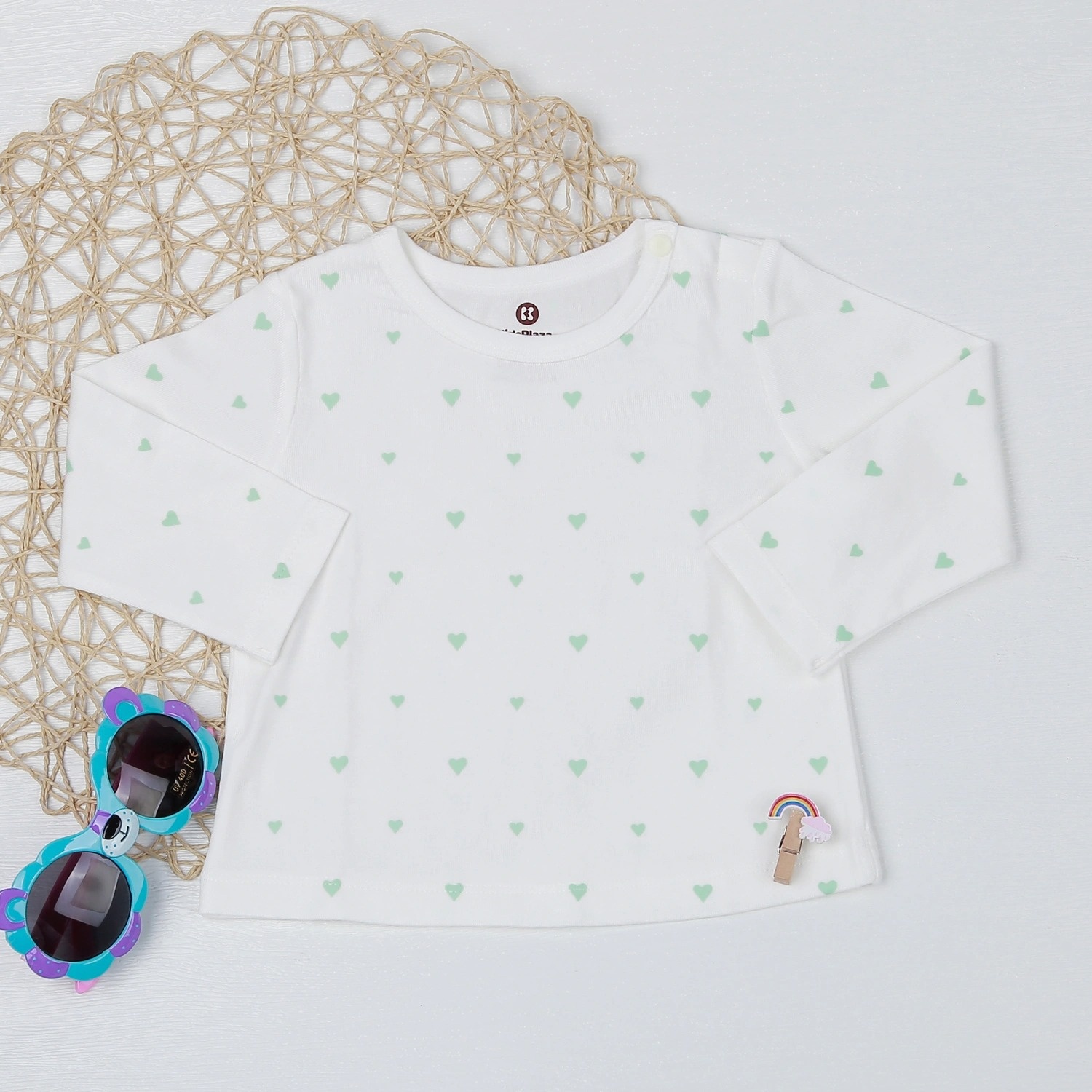 Set yếm bé gái KidsPlaza in mặt thỏ xanh ngọc HN22T hình 2