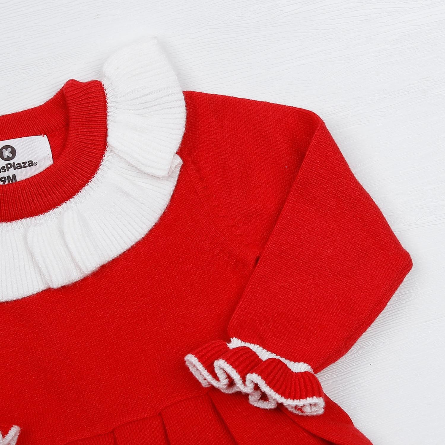 Váy len dài tay KidsPlaza màu đỏ cổ bèo HN22D hình 3