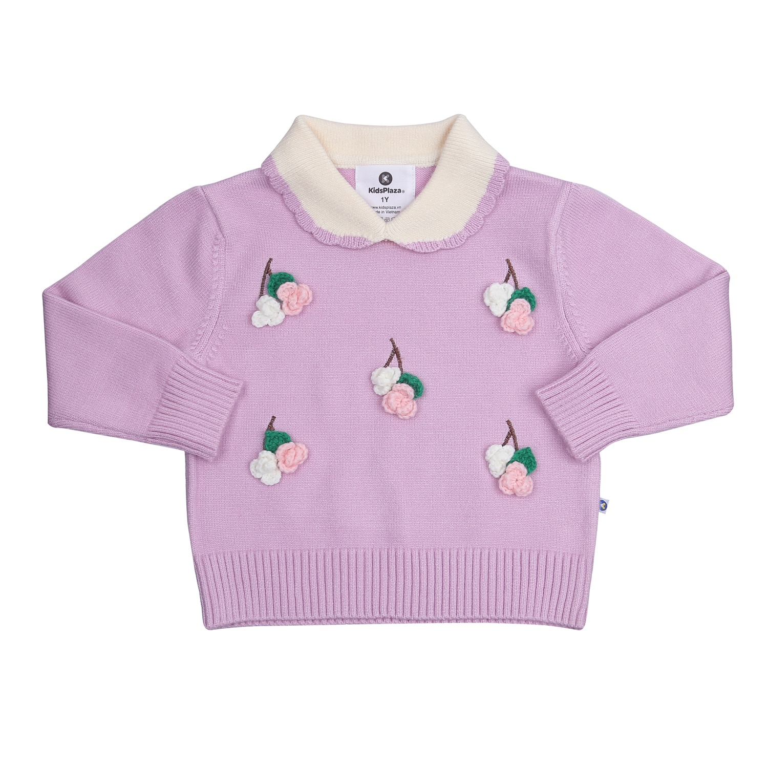 Áo len dài tay bé gái KidsPlaza điunhs hoa nhí HN23D (Tím)