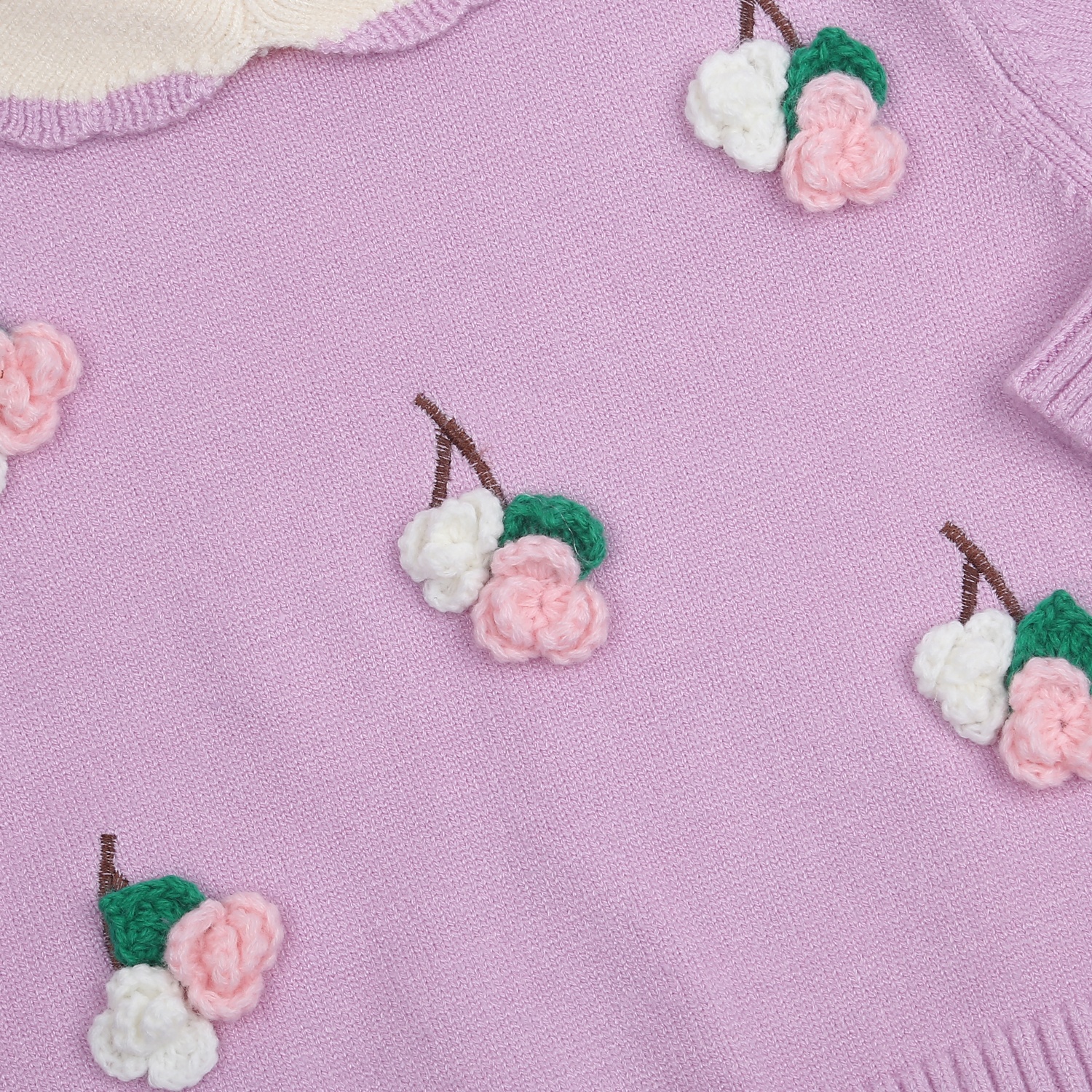 Áo len dài tay bé gái KidsPlaza điunhs hoa nhí HN23D (Tím)